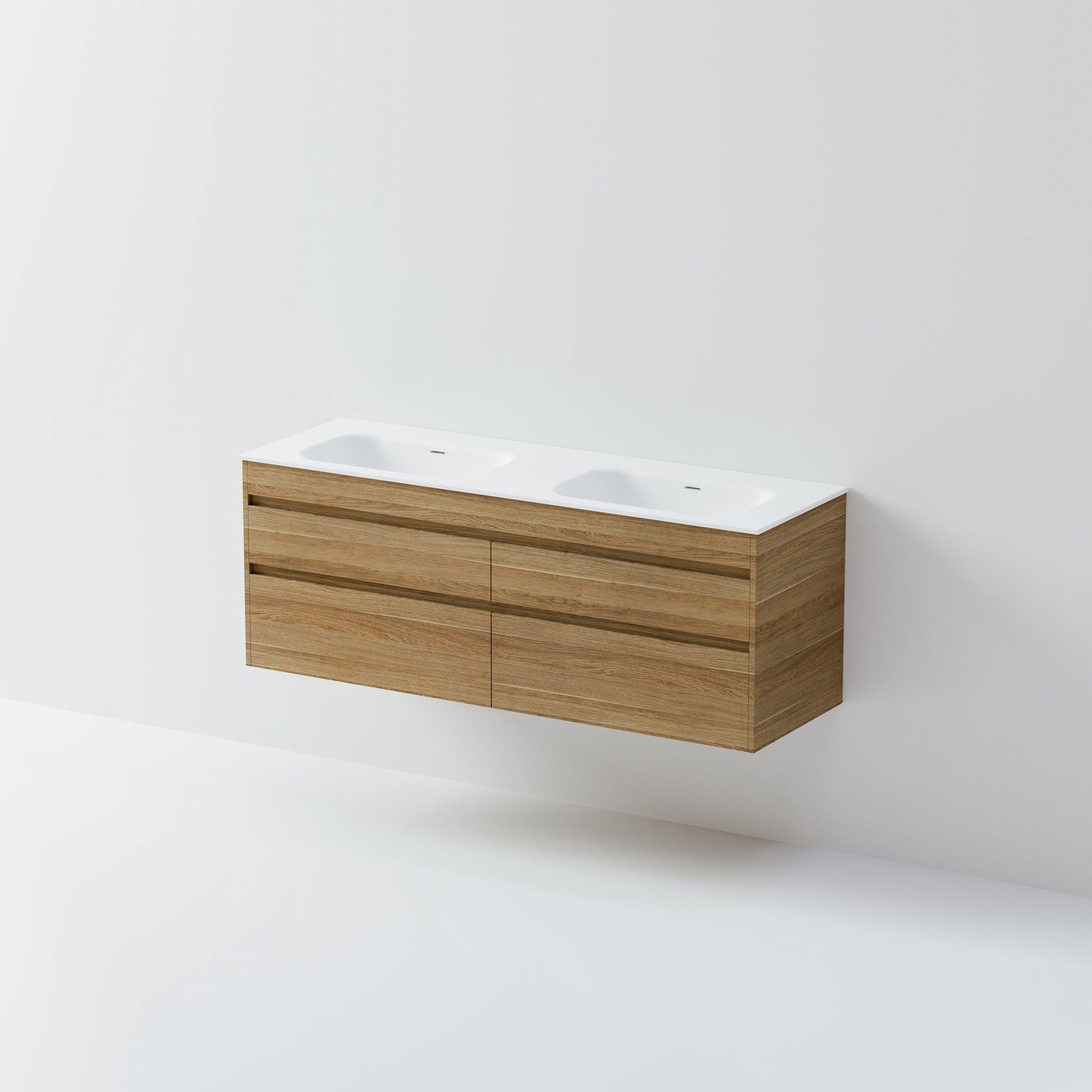 CODE LUXE 1500 WALL HUNG DOUBLE BASIN VANITY | 4 DRAWER SIDE BY SIDE