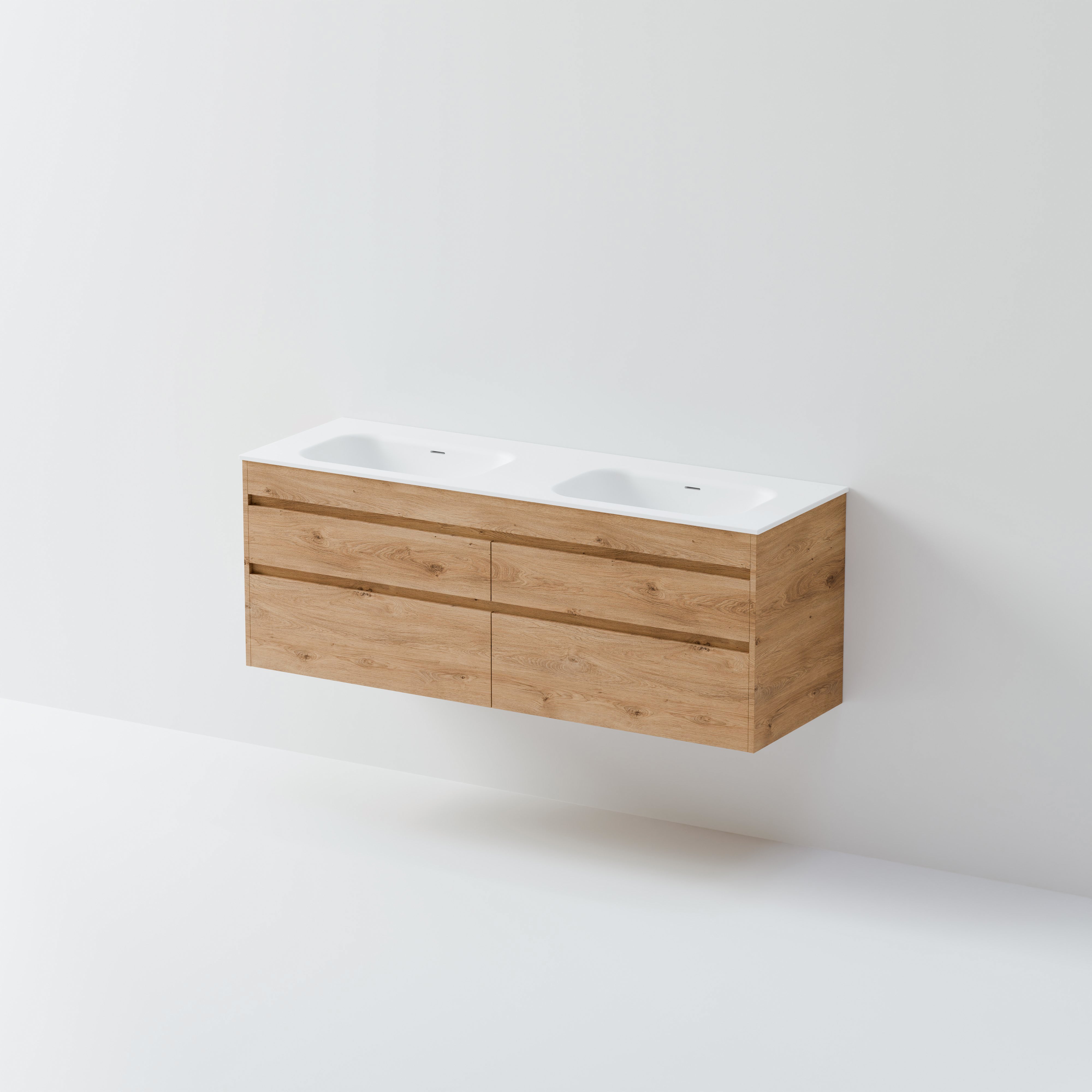 CODE LUXE 1500 WALL HUNG DOUBLE BASIN VANITY | 4 DRAWER SIDE BY SIDE