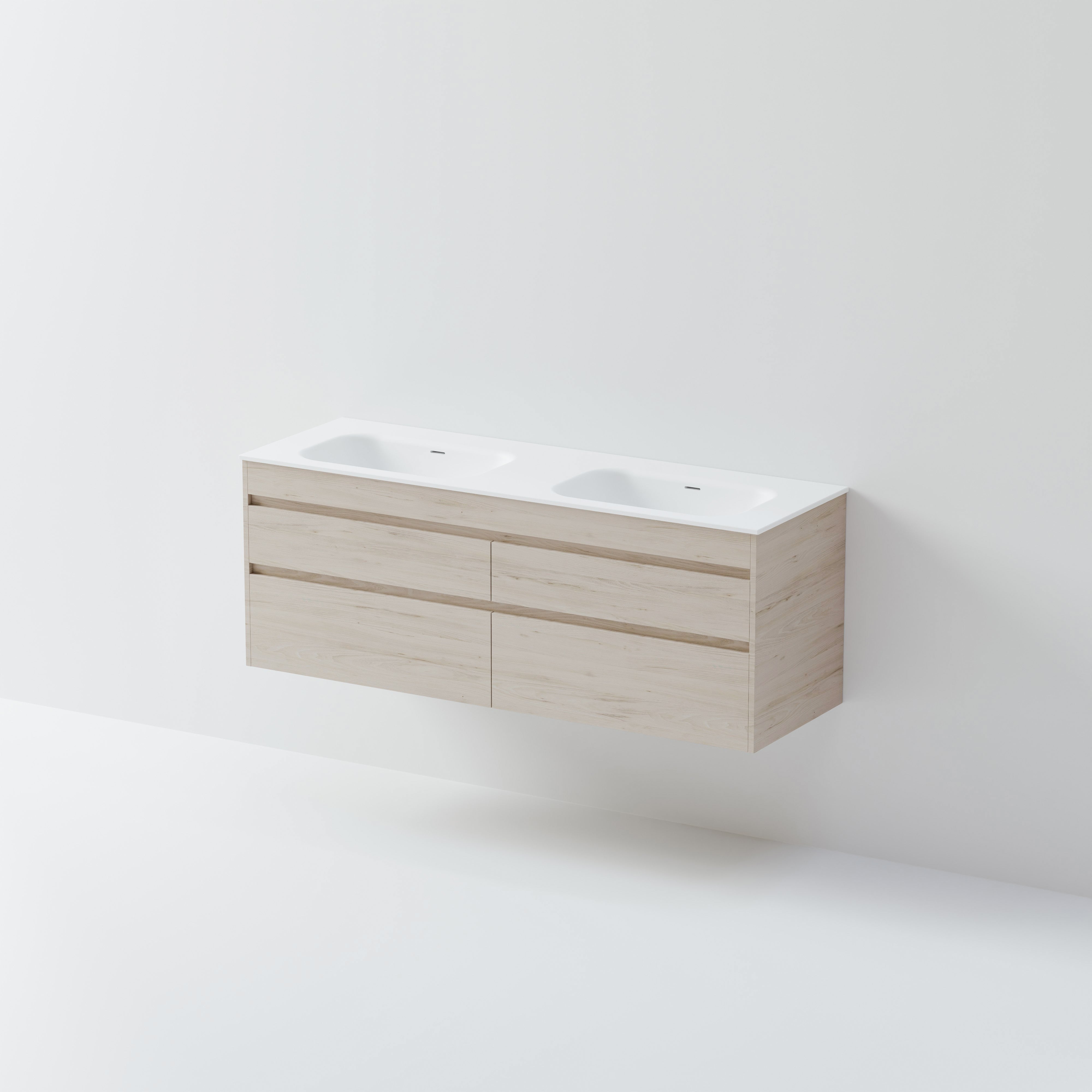 CODE LUXE 1500 WALL HUNG DOUBLE BASIN VANITY | 4 DRAWER SIDE BY SIDE