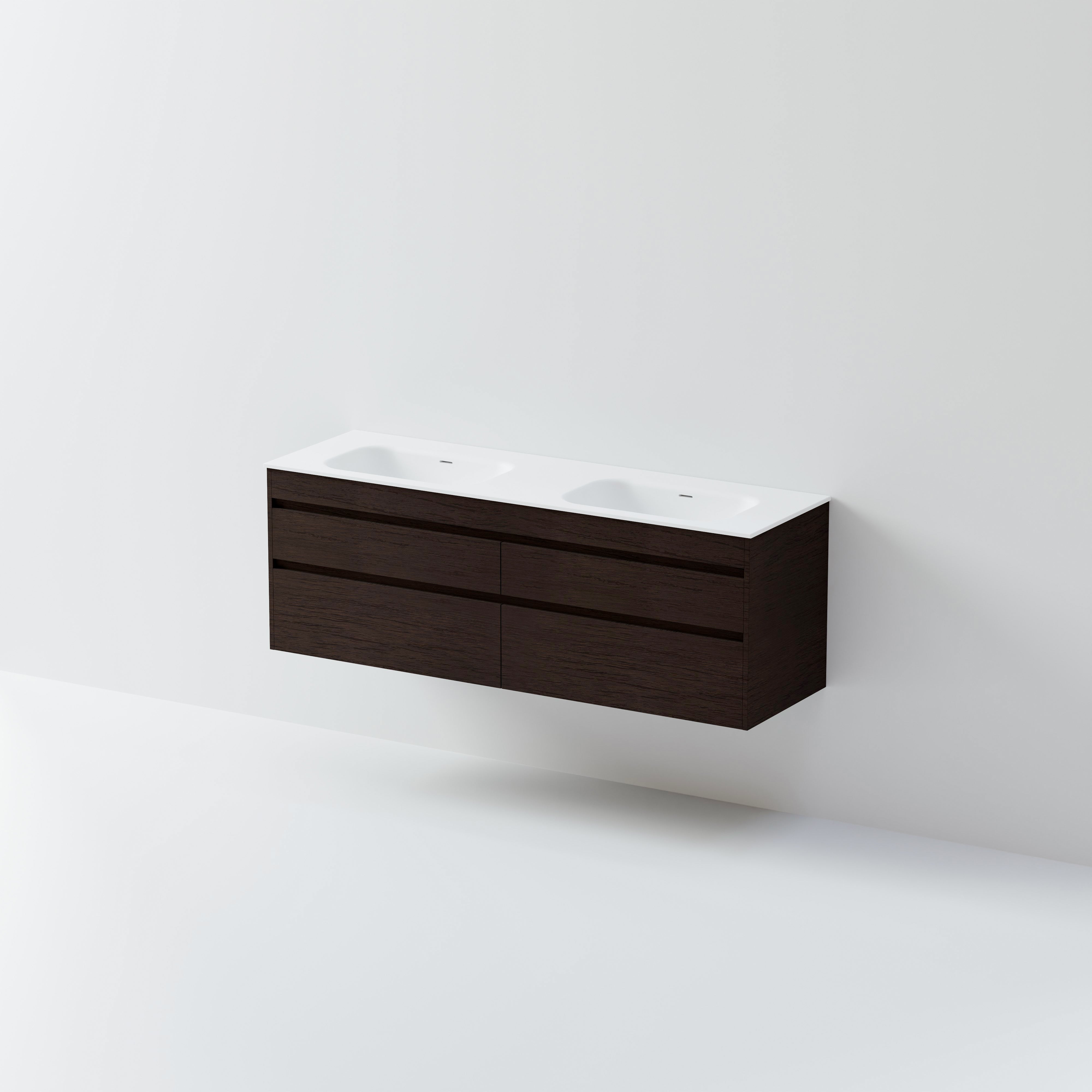 CODE LUXE 1600 WALL HUNG DOUBLE BASIN VANITY | 4 DRAWER SIDE BY SIDE