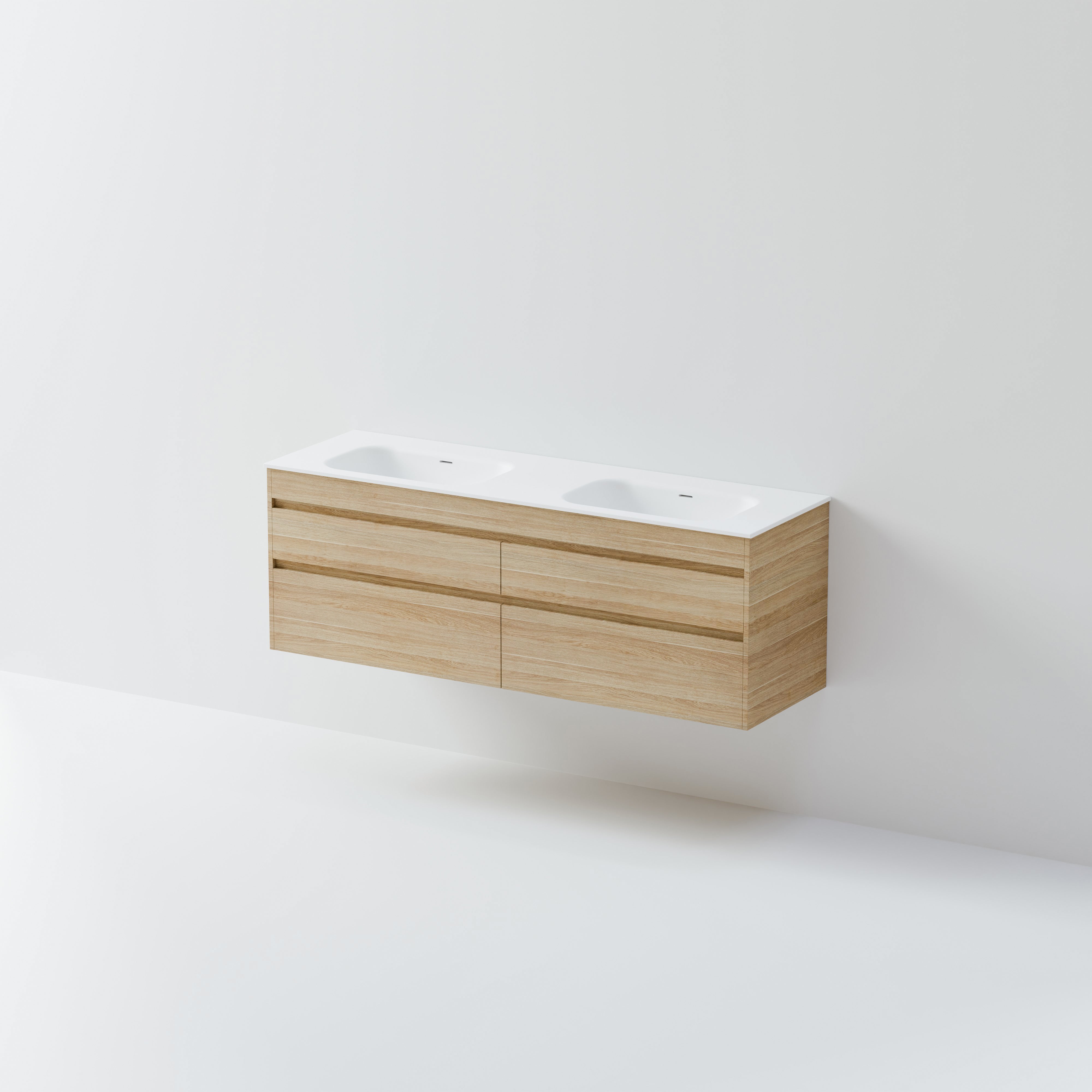 CODE LUXE 1600 WALL HUNG DOUBLE BASIN VANITY | 4 DRAWER SIDE BY SIDE