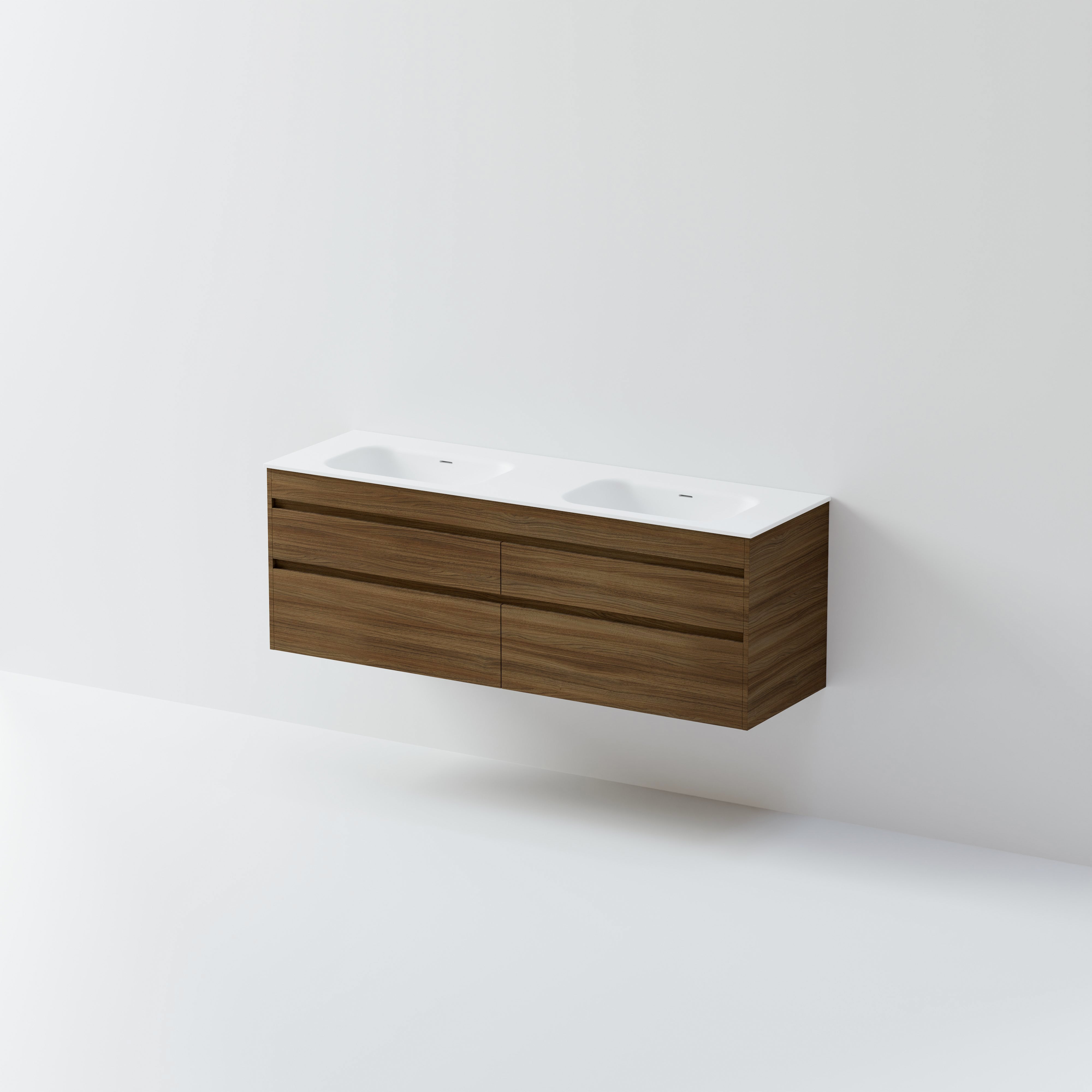 CODE LUXE 1600 WALL HUNG DOUBLE BASIN VANITY | 4 DRAWER SIDE BY SIDE