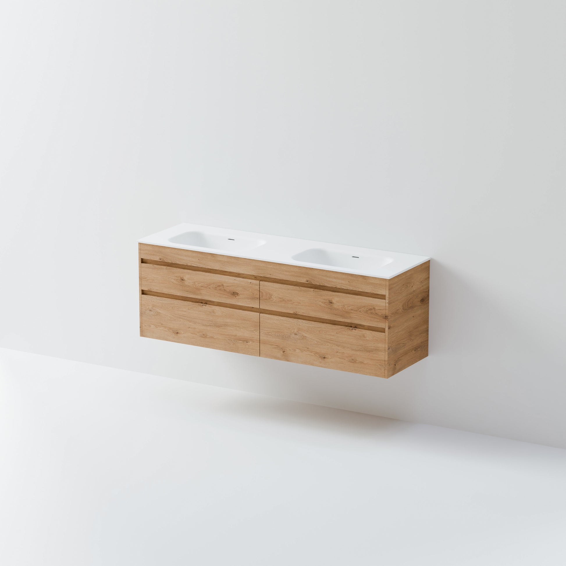 CODE LUXE 1600 WALL HUNG DOUBLE BASIN VANITY | 4 DRAWER SIDE BY SIDE