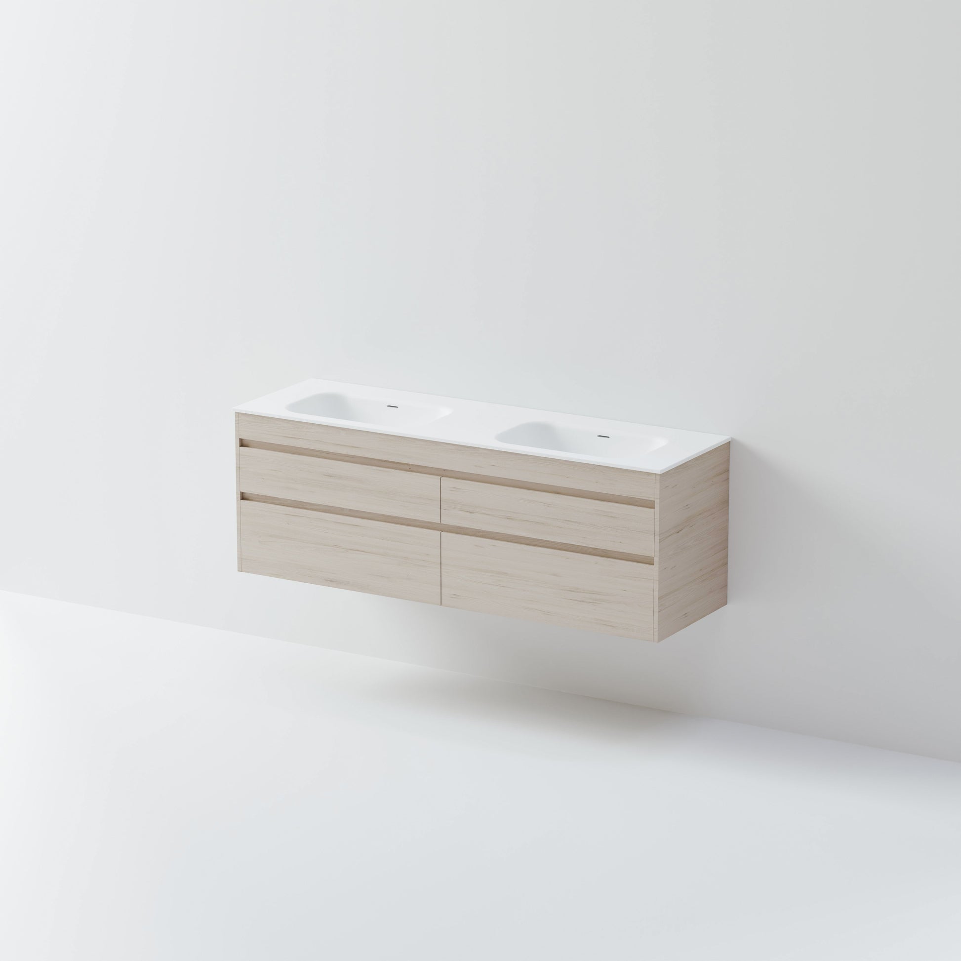CODE LUXE 1600 WALL HUNG DOUBLE BASIN VANITY | 4 DRAWER SIDE BY SIDE