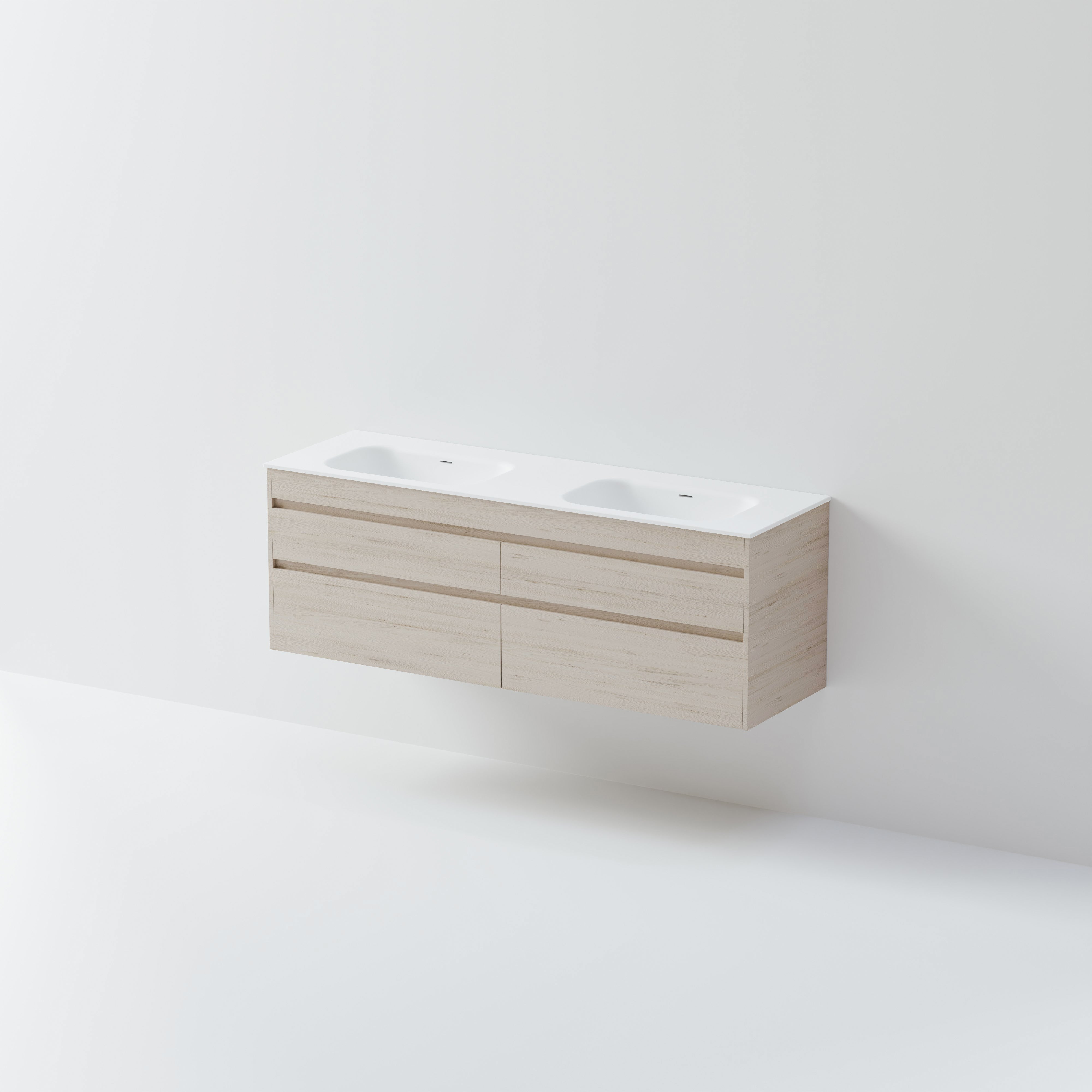 CODE LUXE 1600 WALL HUNG DOUBLE BASIN VANITY | 4 DRAWER SIDE BY SIDE