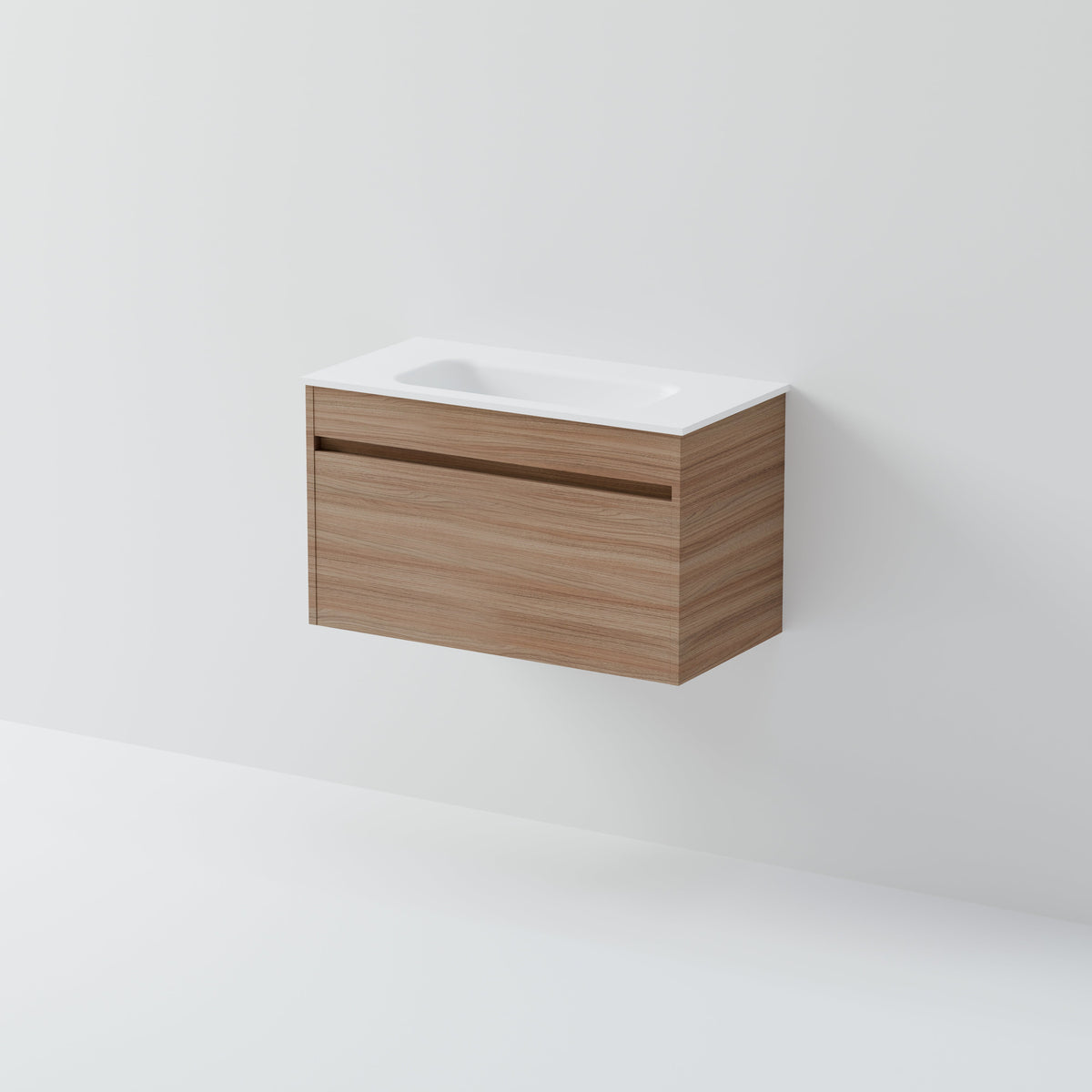 Luxe 750 slim wall hung single drawer vanity with integrated basin