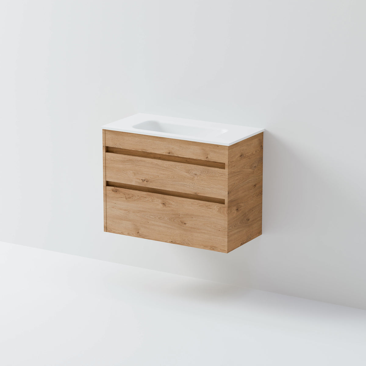 Luxe 750 slim two drawer wall hung vanity with Navarra slim basin