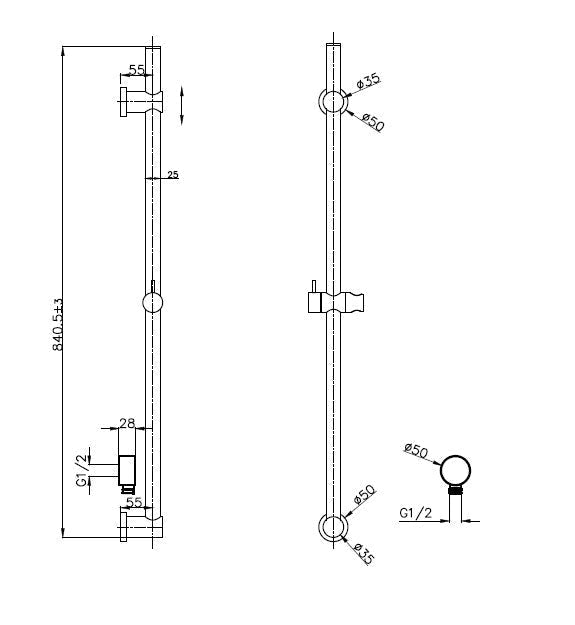 CODE ASPEN SLIDE SHOWER BRUSHED NICKEL