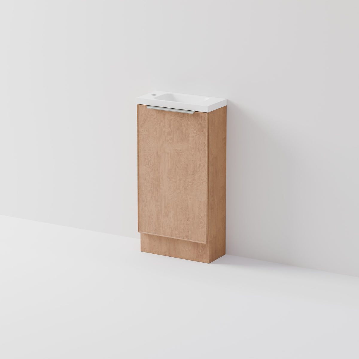 Lineare 450 compact WC floorstanding vanity with inset basin