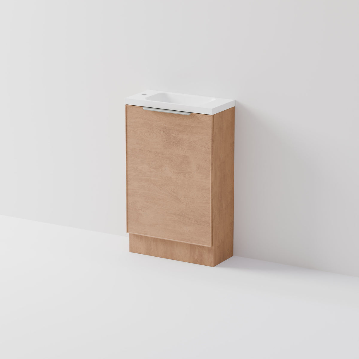 Lineare 550 WC floorstanding vanity with door and white inset basin