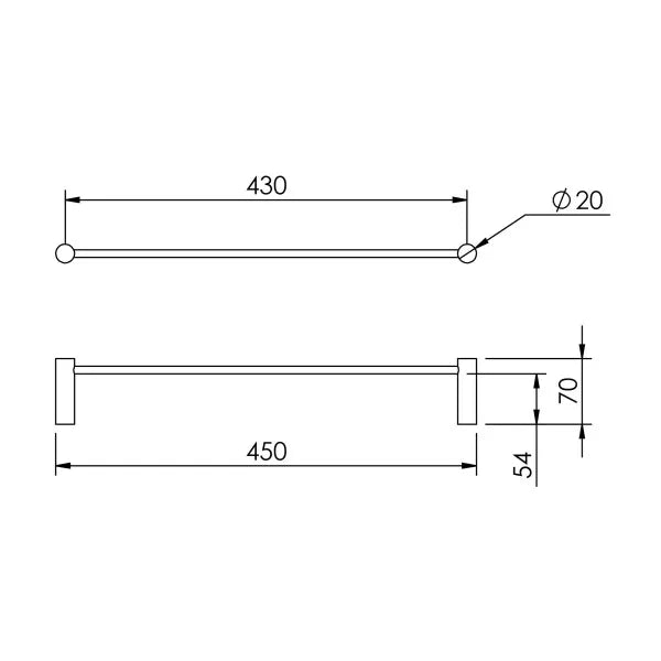 Felton Lumi Single Towel Rail | 450mm