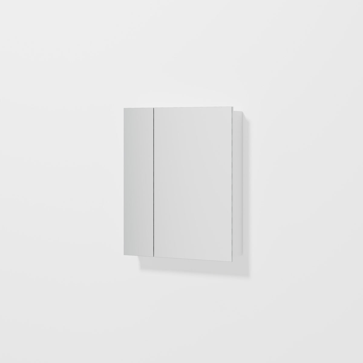 Luxe 600mm two door mirror cabinet with mirrored doors above a vanity