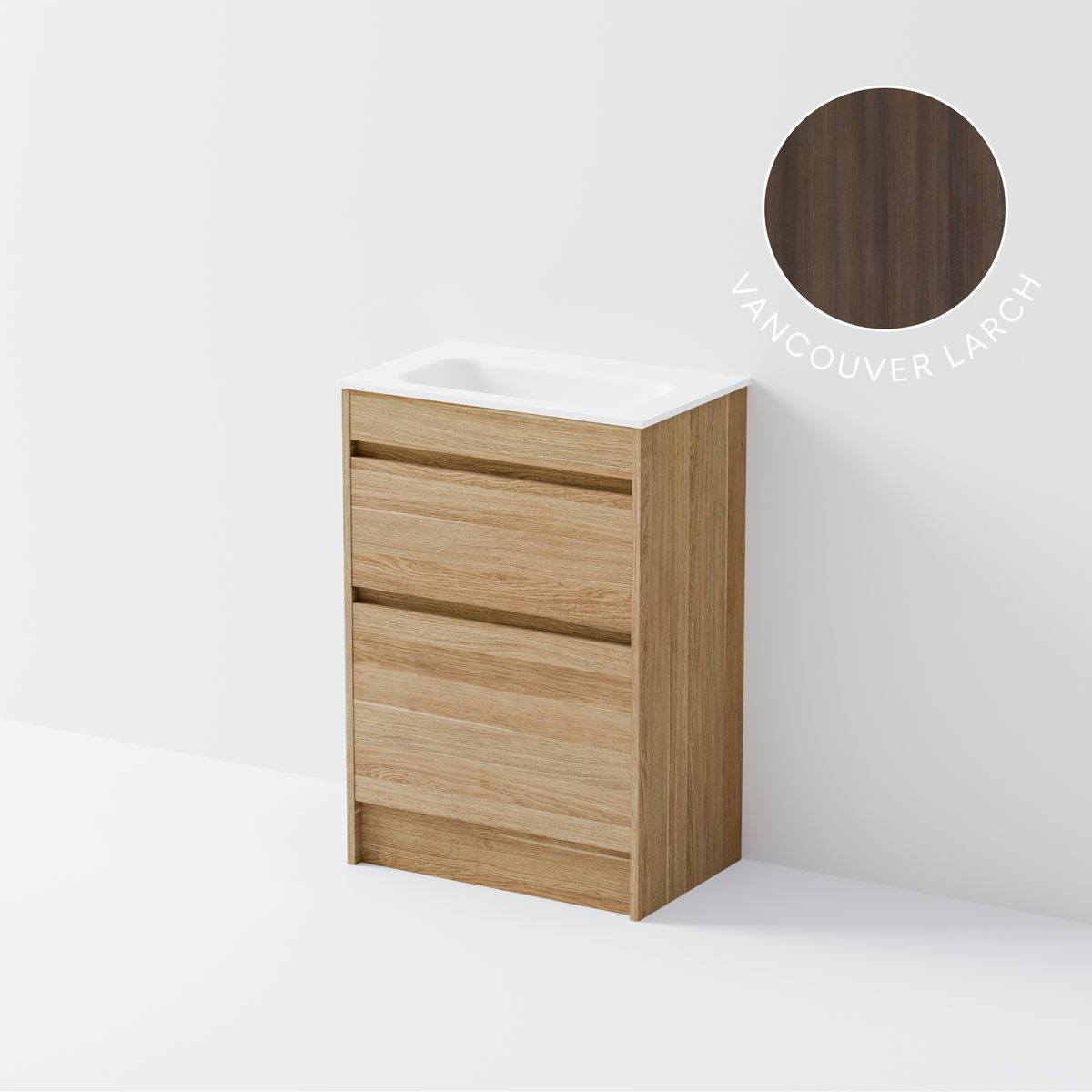 Luxe 600 Slim Floorstanding Vanity | 2 Drawer