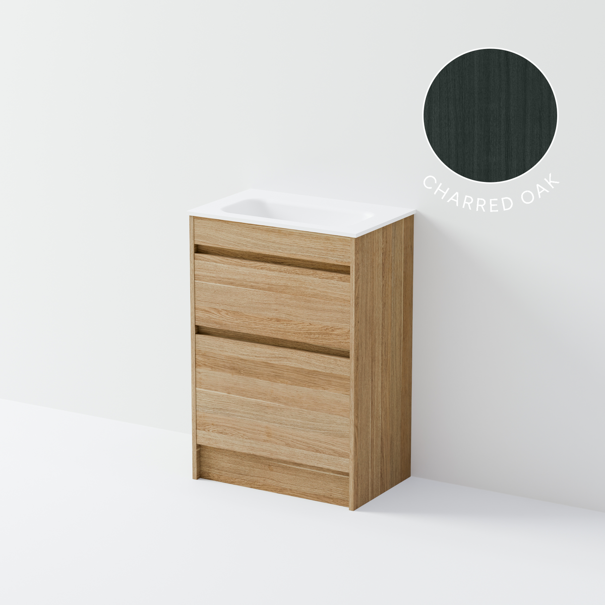 Luxe 600 Slim Floorstanding Vanity | 2 Drawer