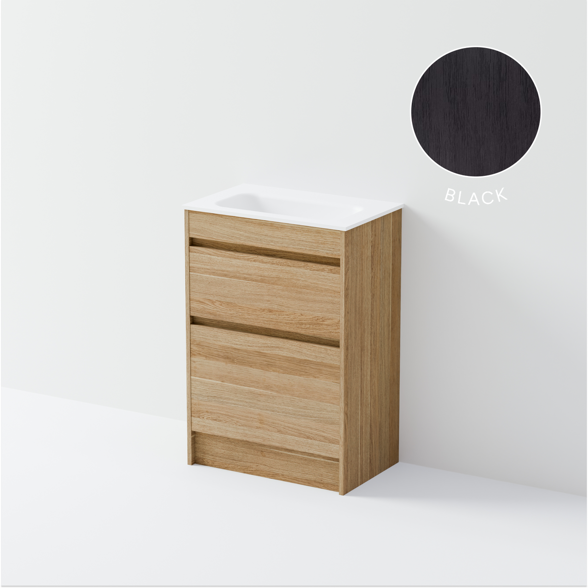 Luxe 600 Slim Floorstanding Vanity | 2 Drawer