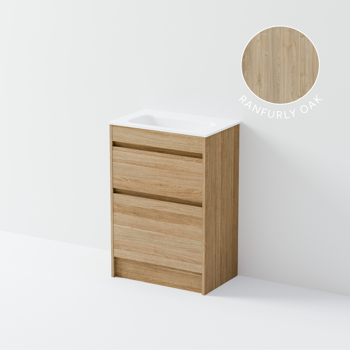 Luxe 600 Slim Floorstanding Vanity | 2 Drawer