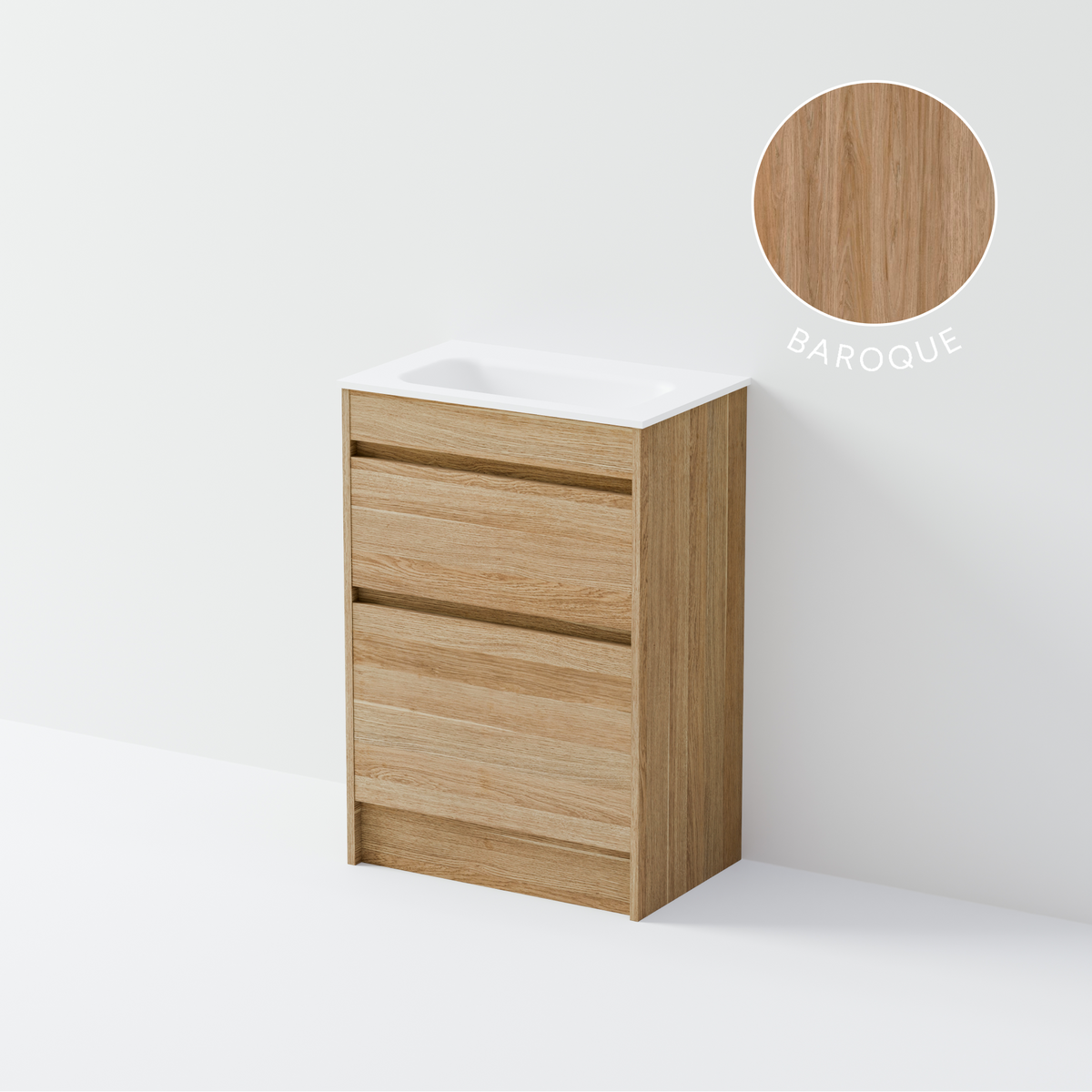 Luxe 600 Slim Floorstanding Vanity | 2 Drawer