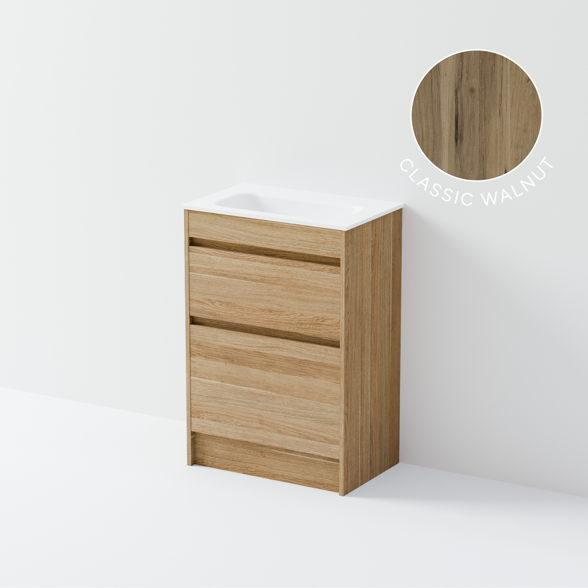 Luxe 600 Slim Floorstanding Vanity | 2 Drawer