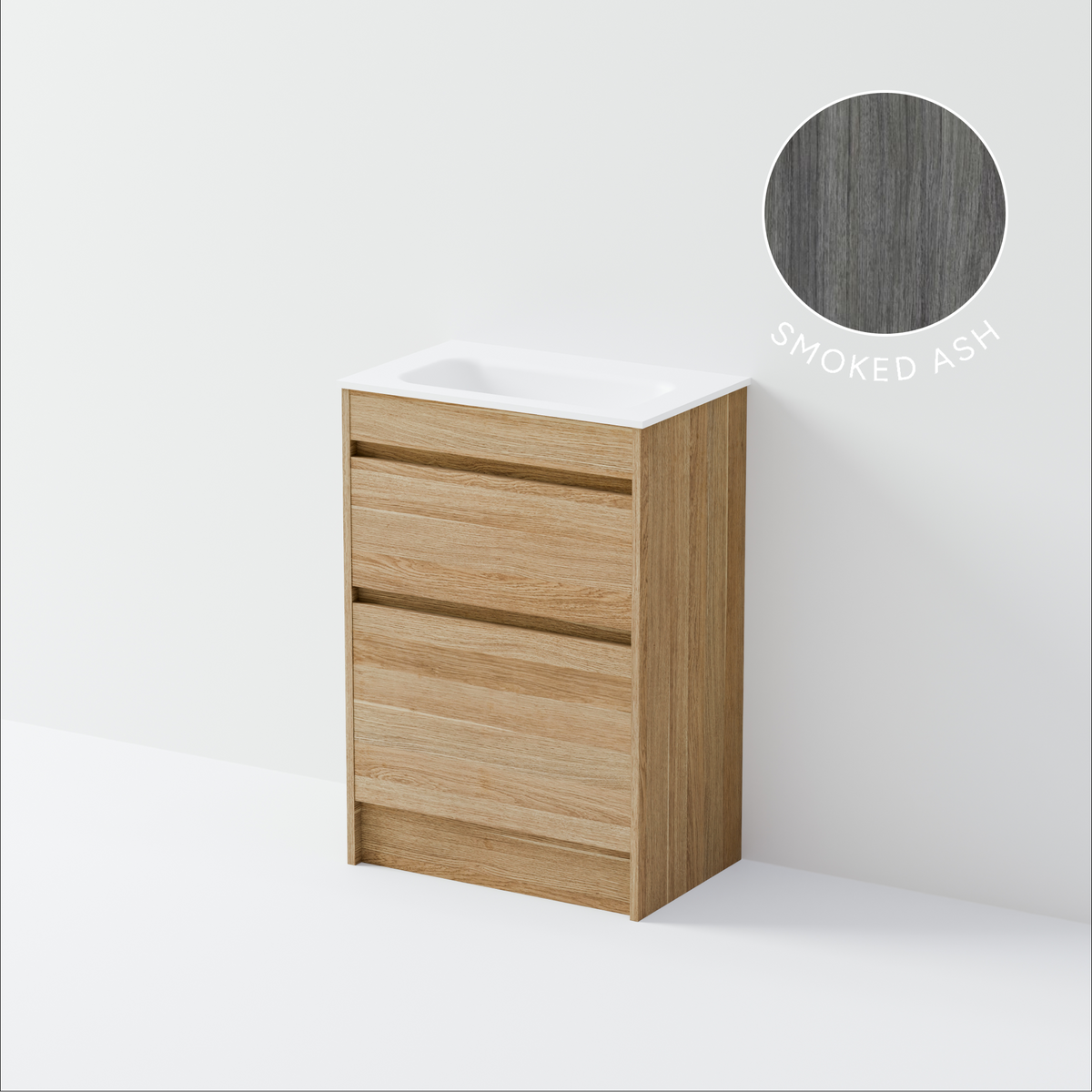 Luxe 600 Slim Floorstanding Vanity | 2 Drawer