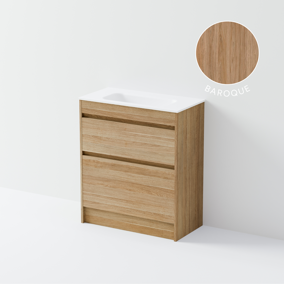 Luxe 750 Slim Floorstanding Vanity | 2 Drawer