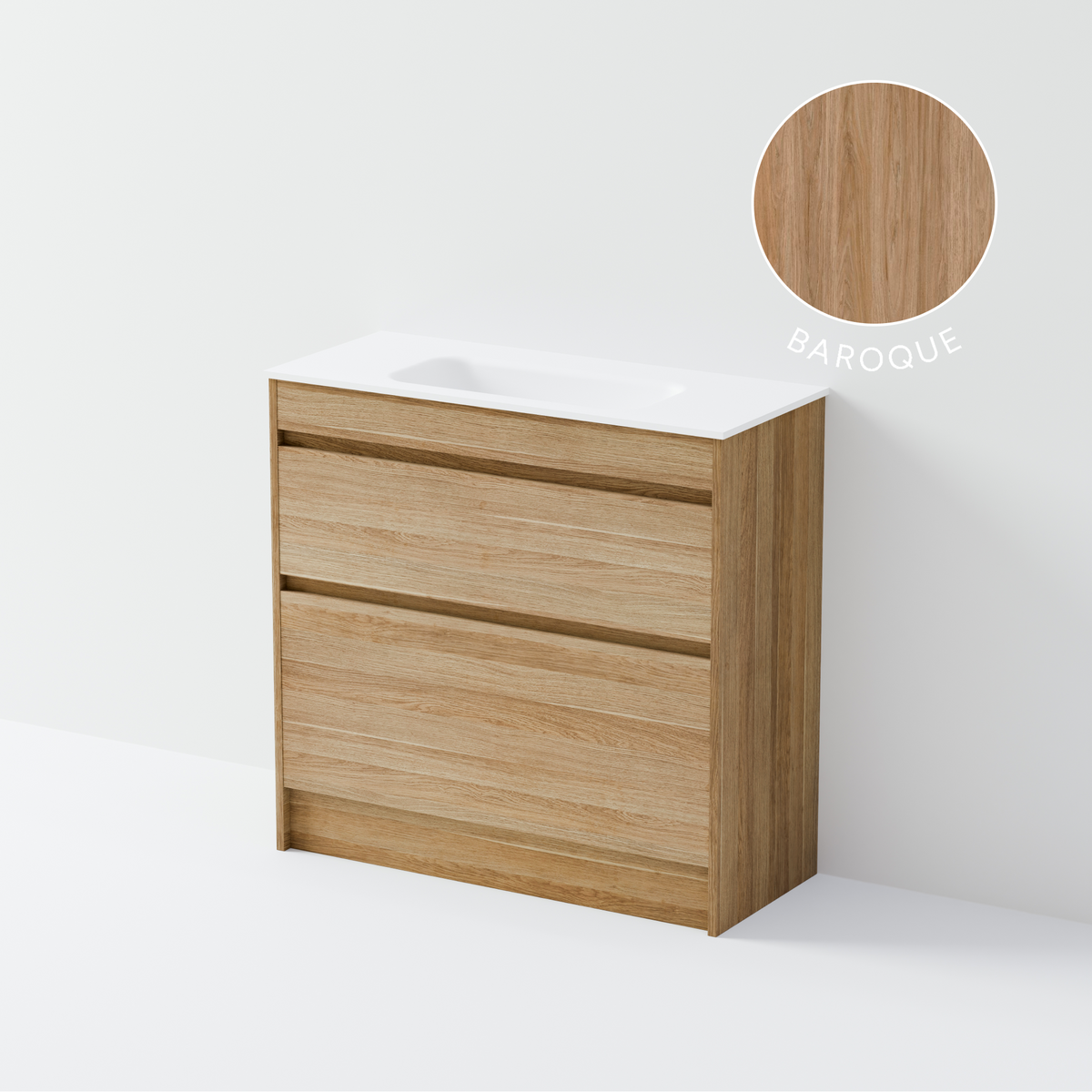 Luxe 900 Slim Floorstanding Vanity | 2 Drawer