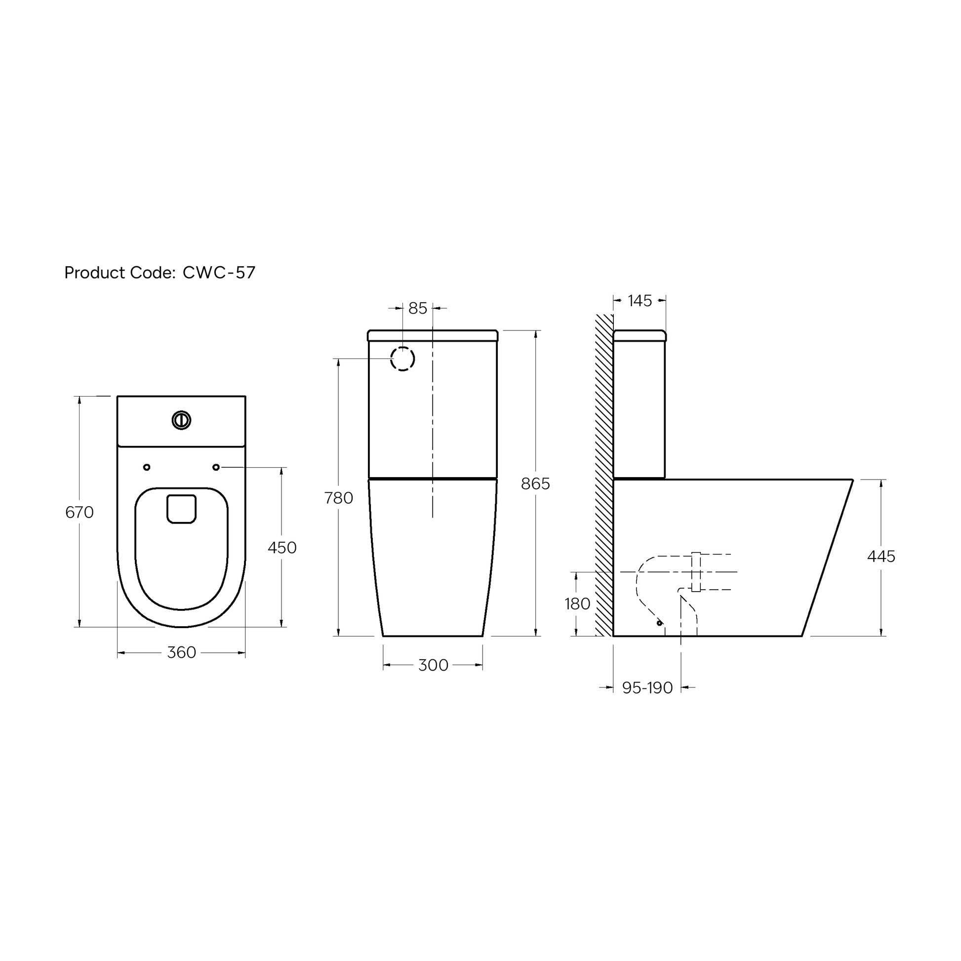 CODE PURE TYPHOON OVERHEIGHT BTW TOILET SUITE