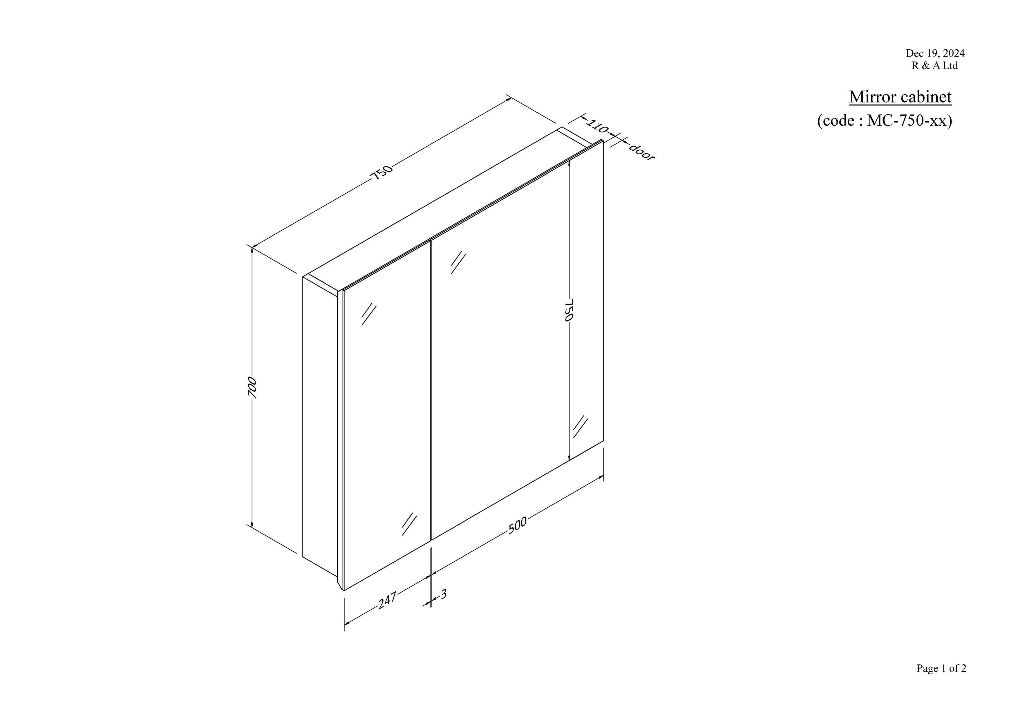 CODE PAVIA 750 MIRROR CABINET