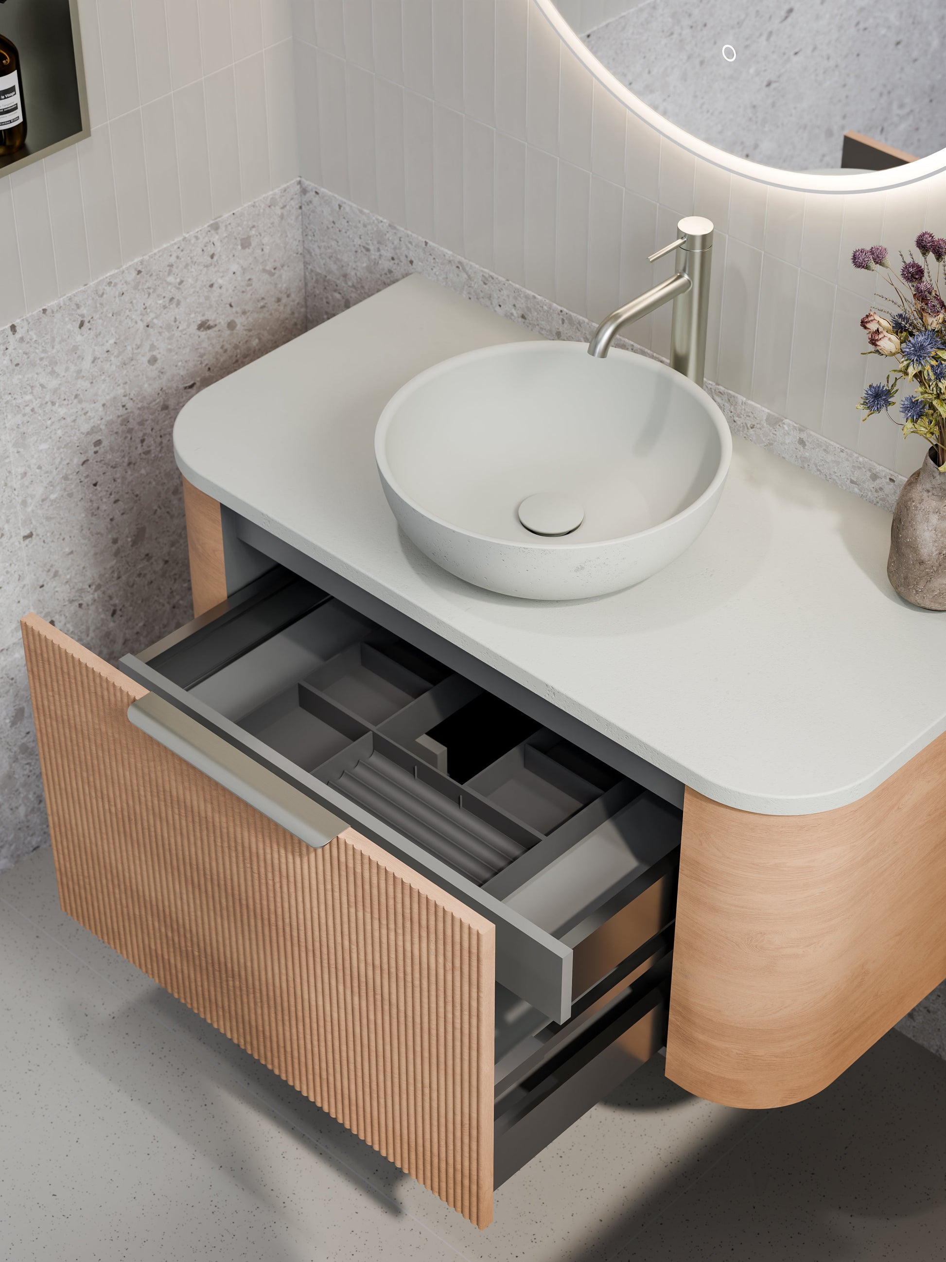 Code Nature 1000 Vanity | Flat Slab Top | Pillar Front