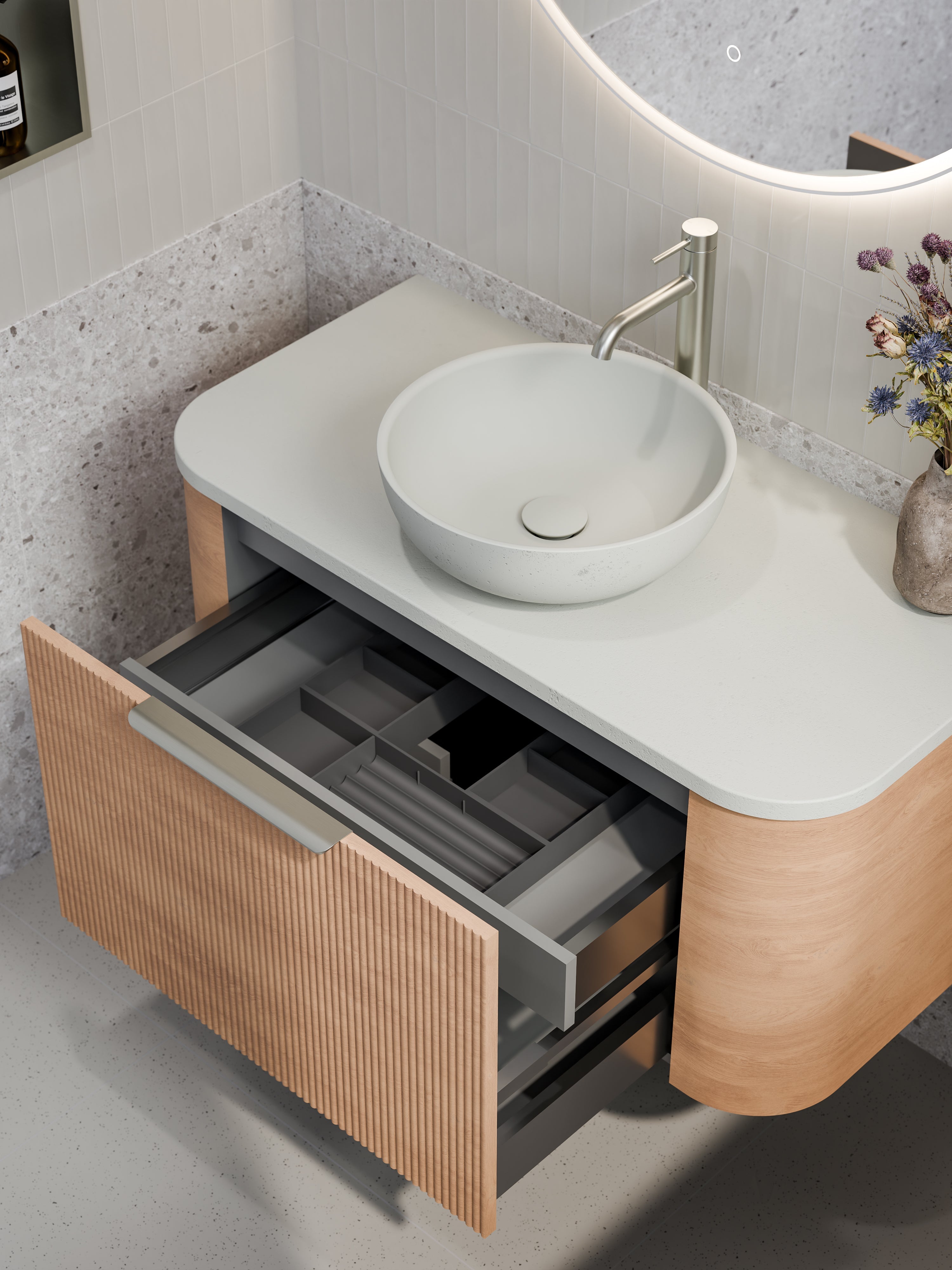 Code Nature 1000 Vanity | Flat Slab Top | Pillar Front