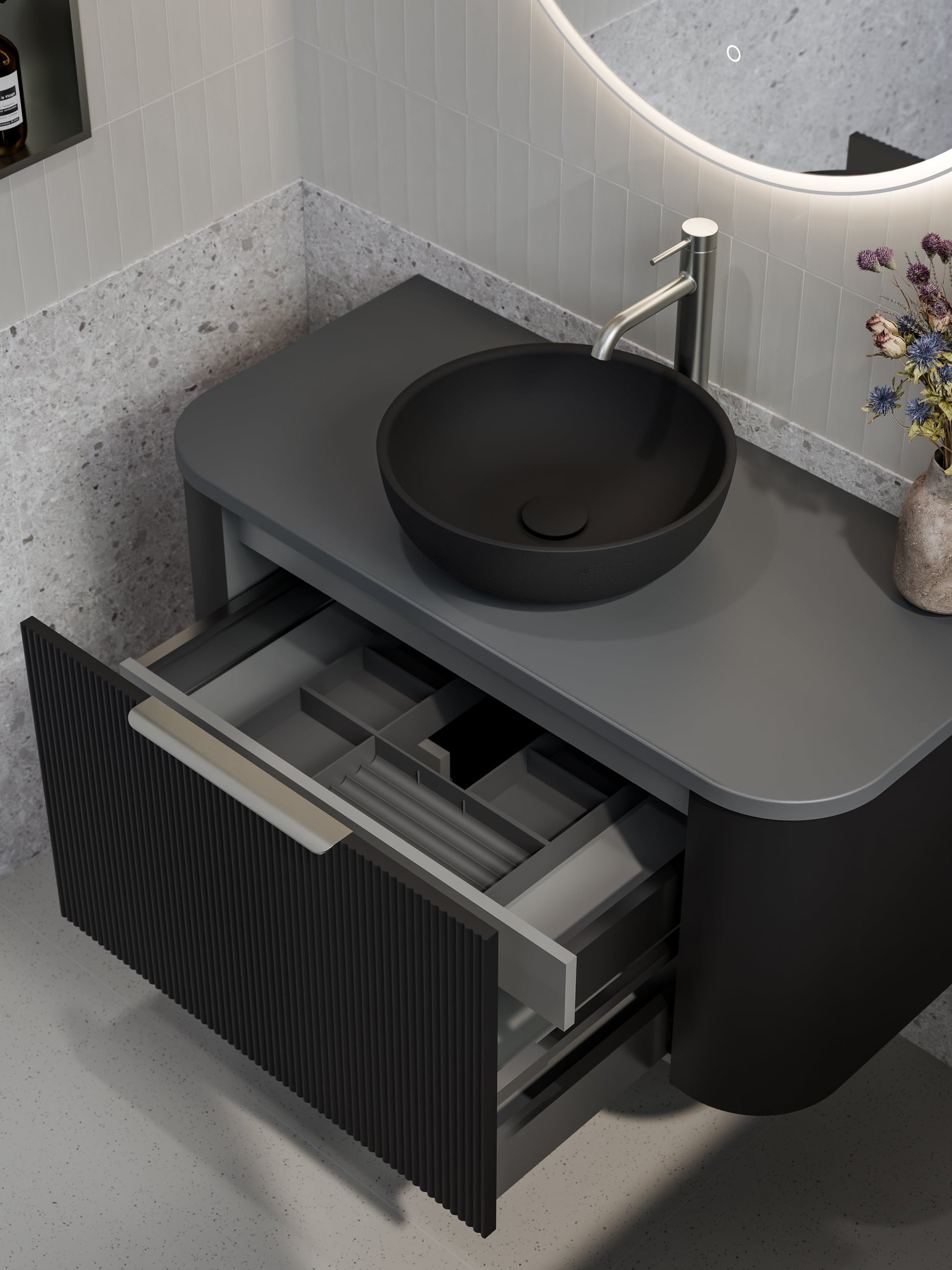 Code Nature 1000 Vanity | Flat Slab Top | Pillar Front