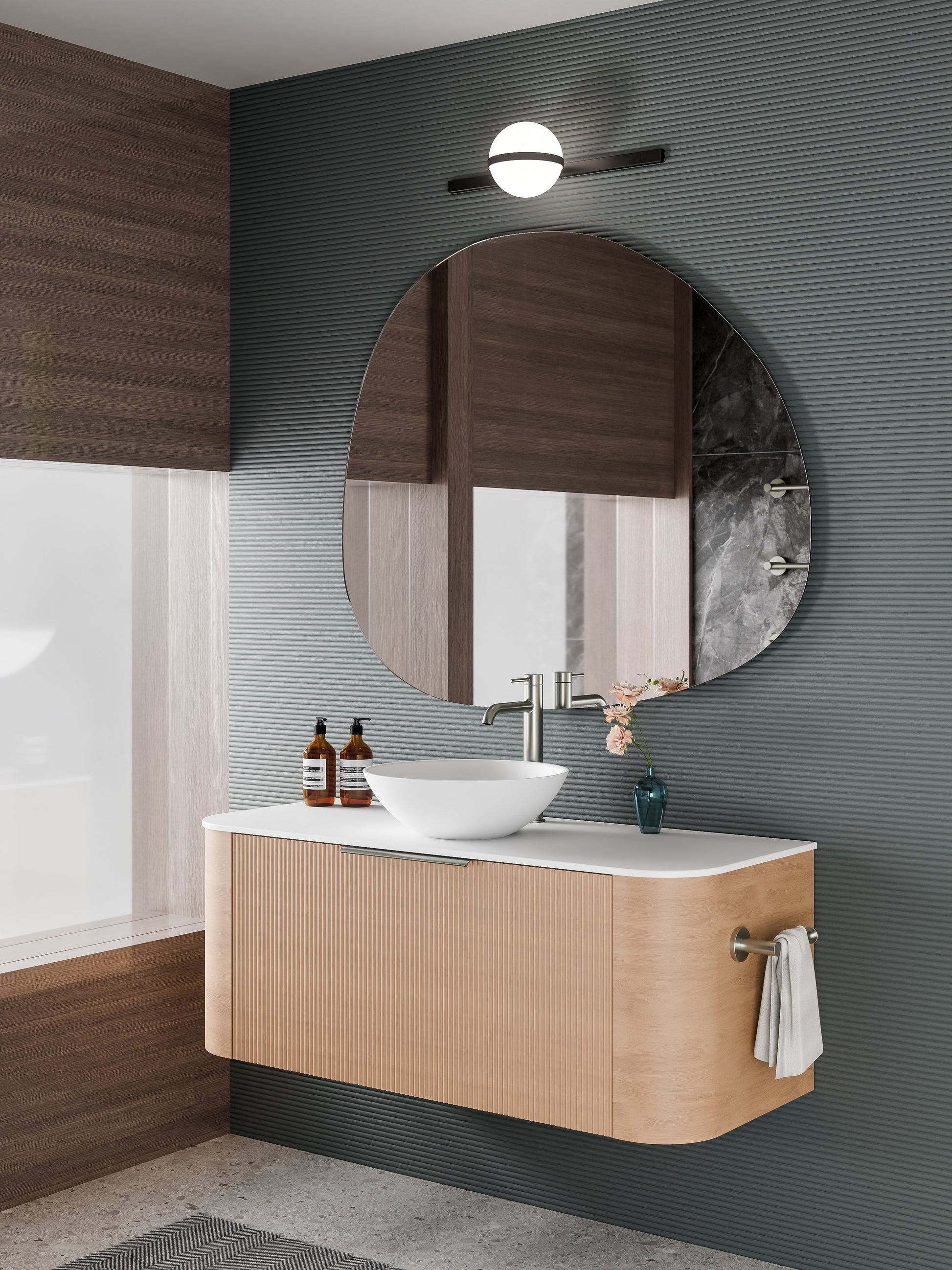 Code Nature 1200 Vanity | Flat Slab Top | Pillar Front
