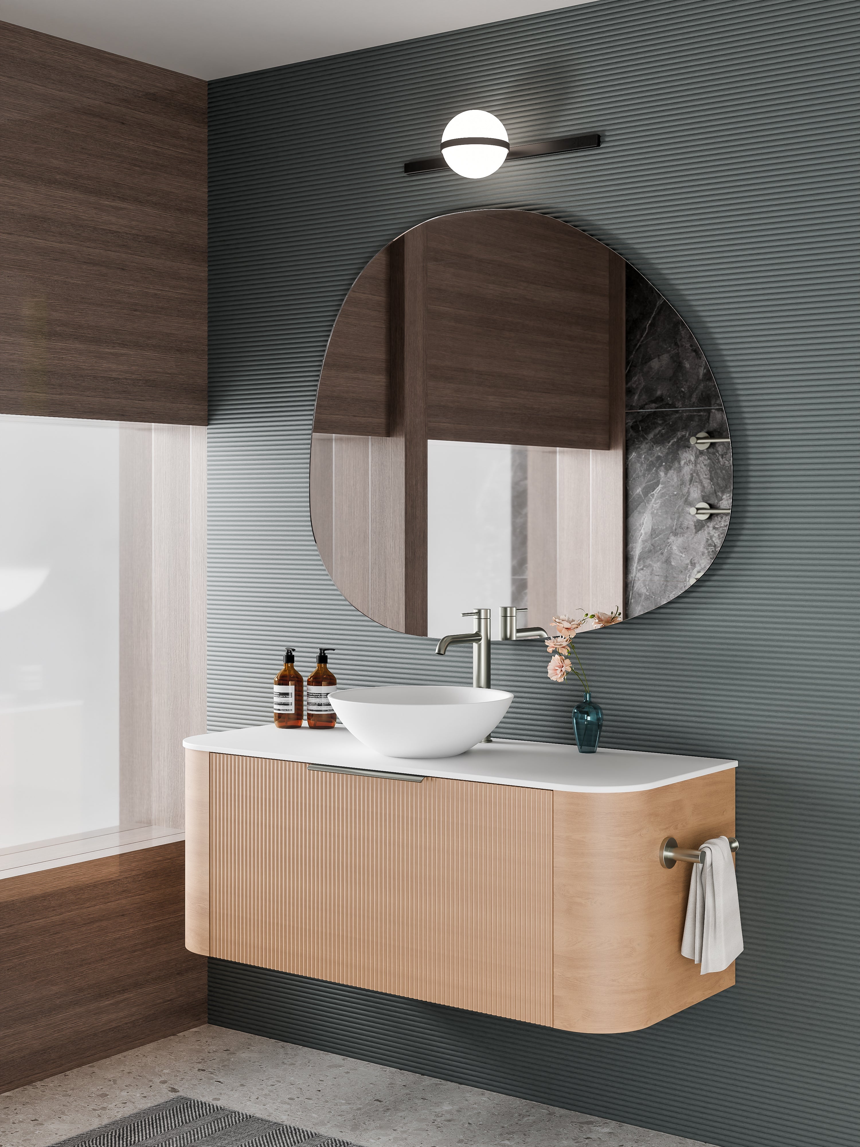 Code Nature 1200 Vanity | Flat Slab Top | Pillar Front