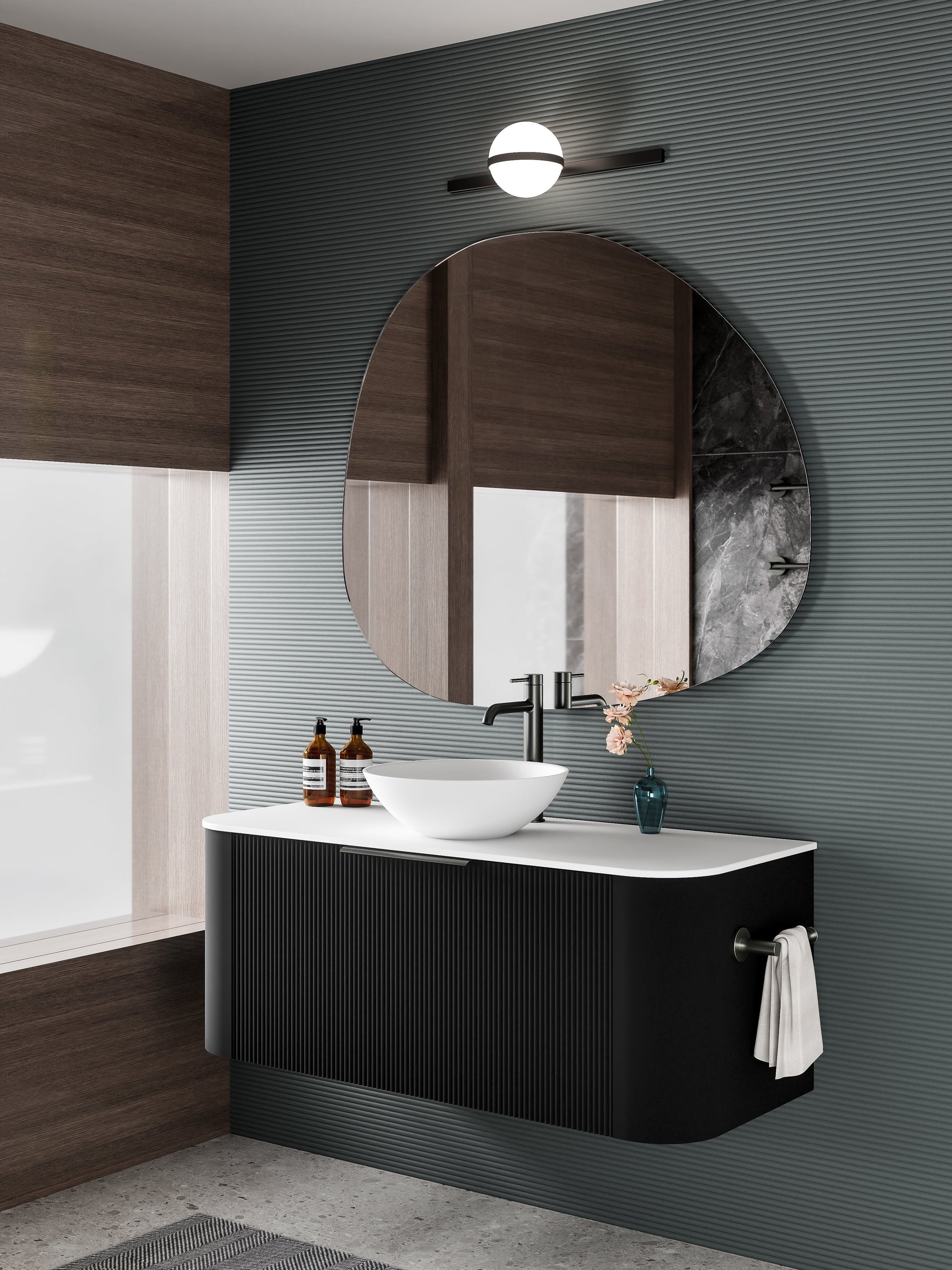 Code Nature 1200 Vanity | Flat Slab Top | Pillar Front
