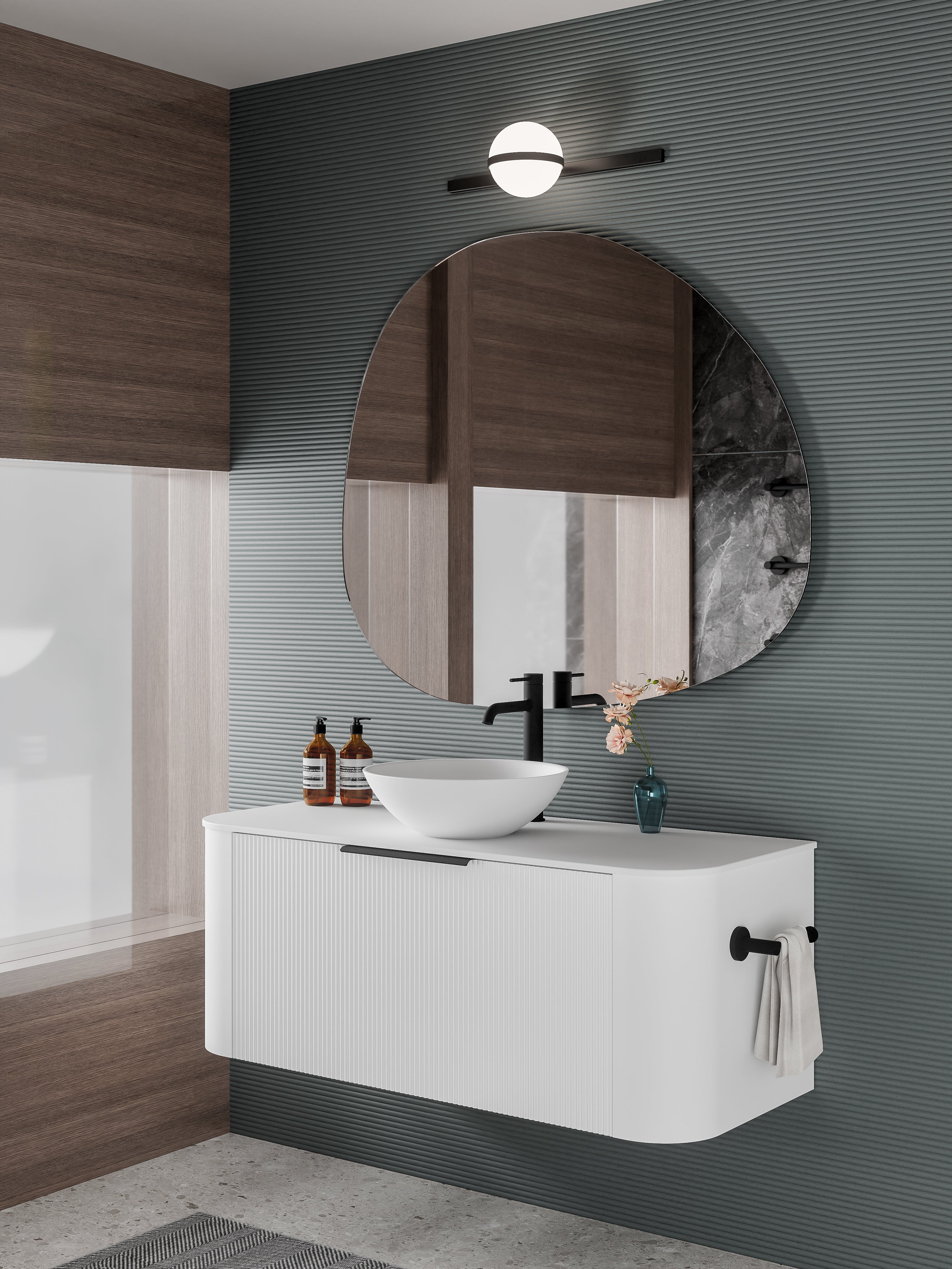 Code Nature 1200 Vanity | Flat Slab Top | Pillar Front