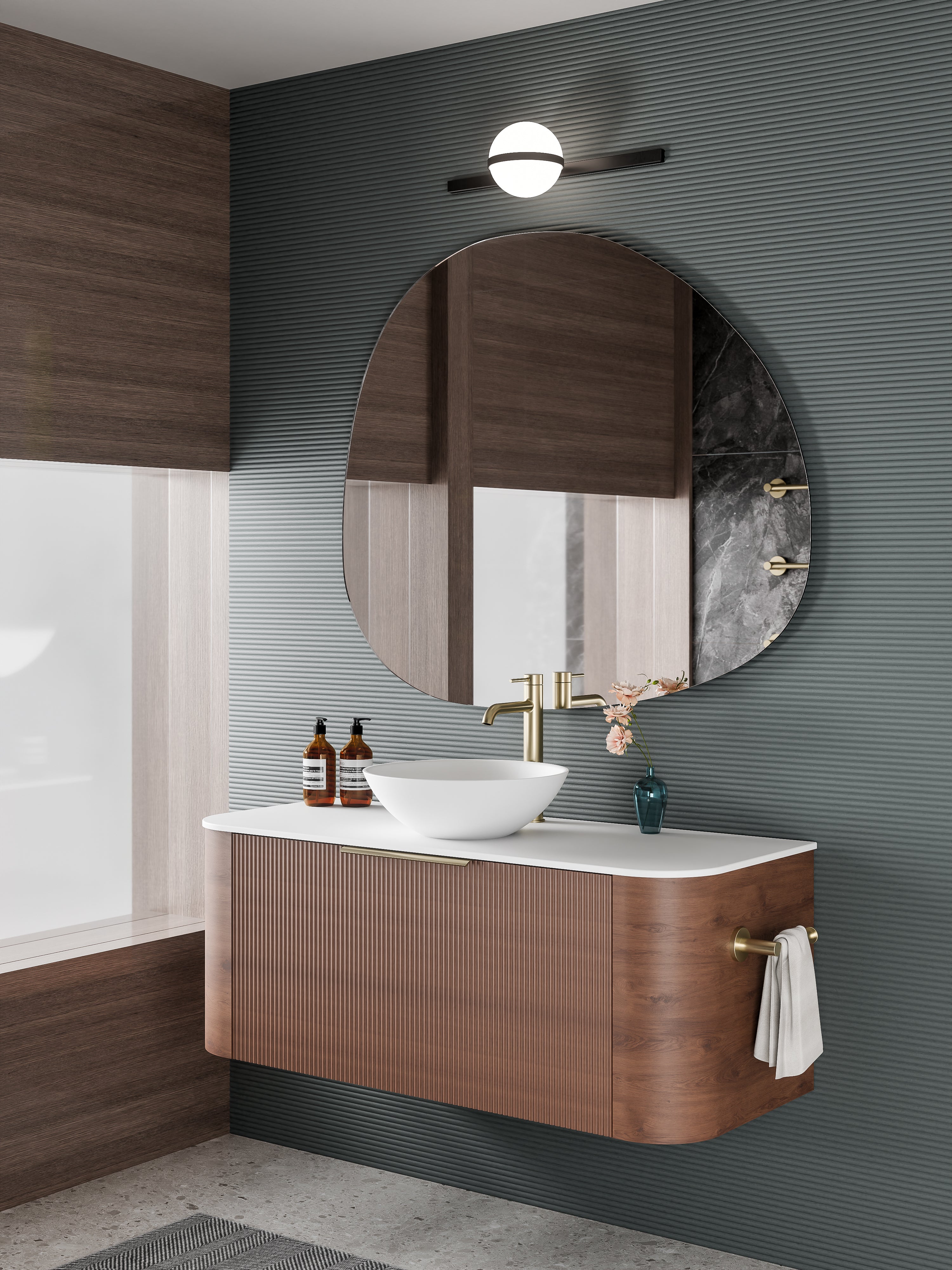 Code Nature 1200 Vanity | Flat Slab Top | Pillar Front