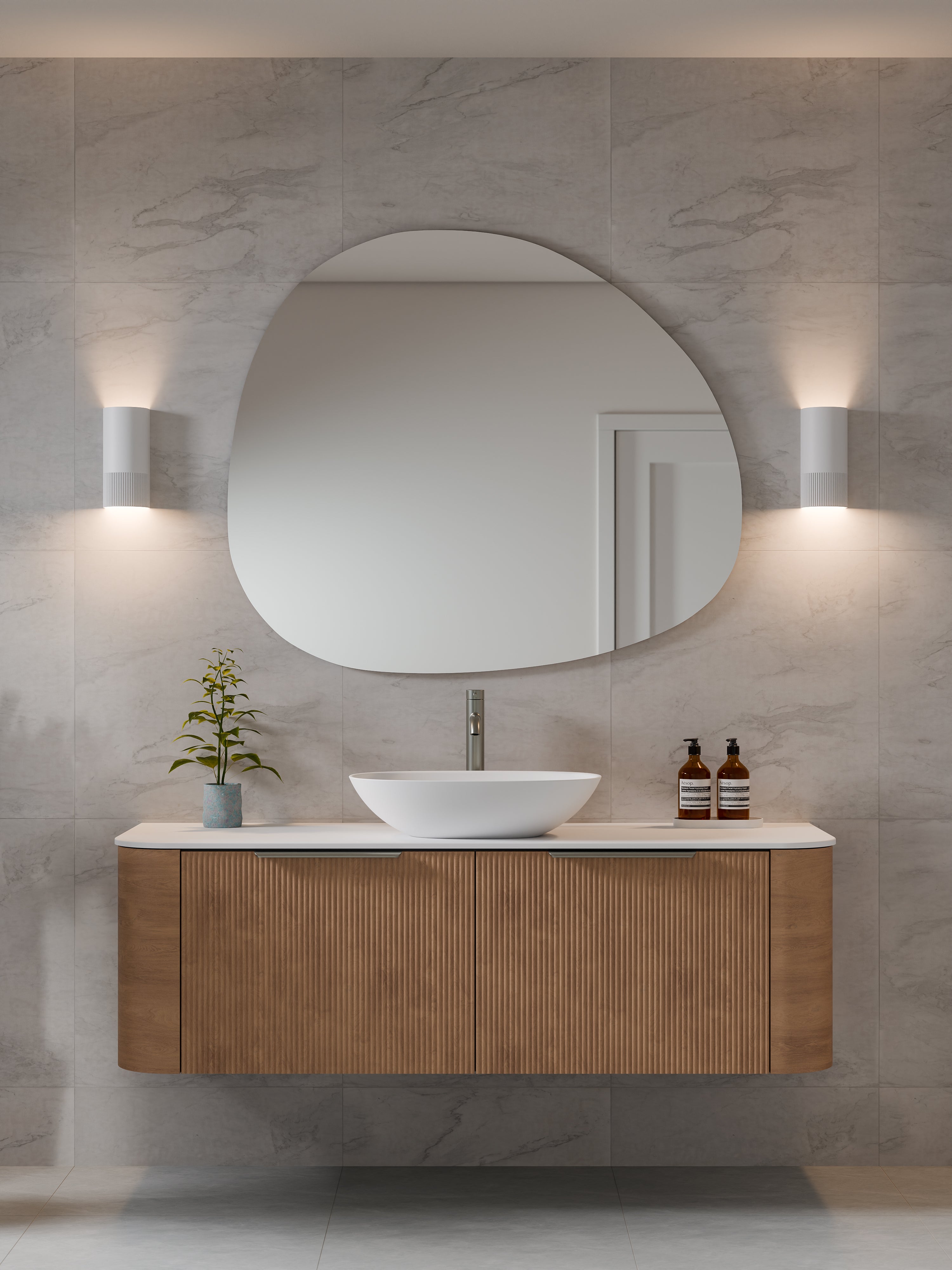 Code Nature 1500 Vanity | Flat Slab Top | Pillar Front