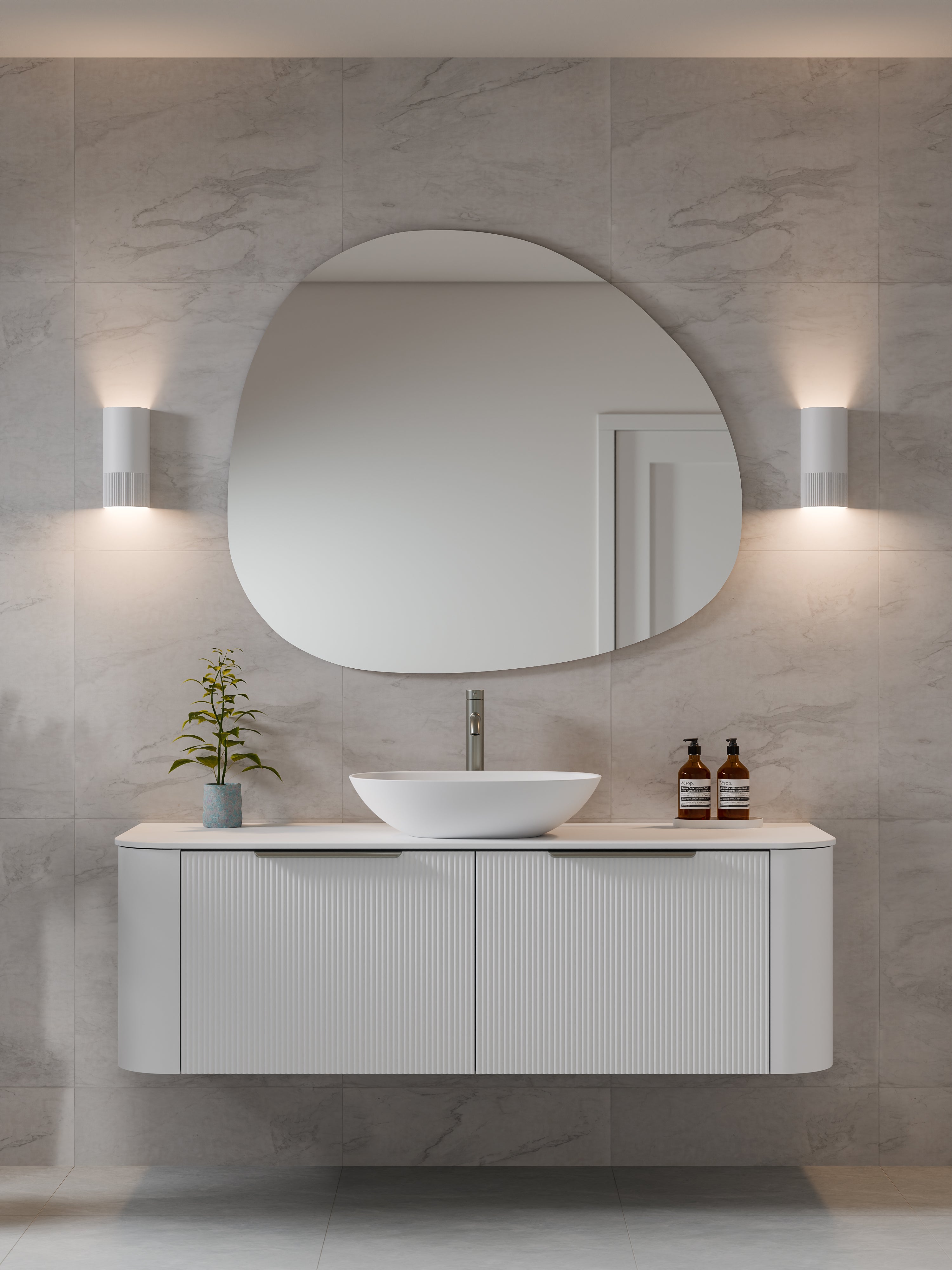 Code Nature 1500 Vanity |`Flat Slab Top | Single Sink | Pillar Front