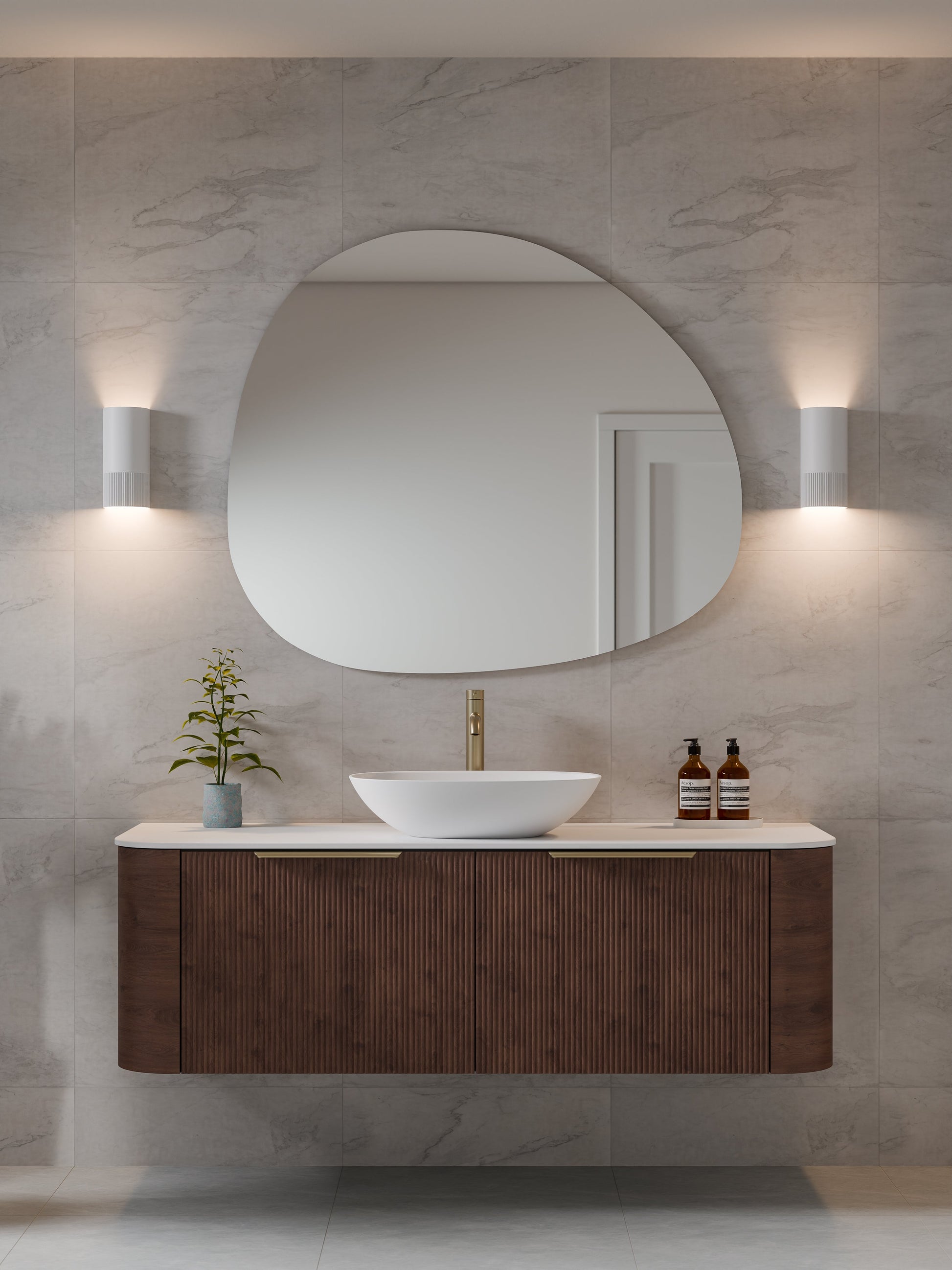 Code Nature 1500 Vanity |`Flat Slab Top | Single Sink | Pillar Front