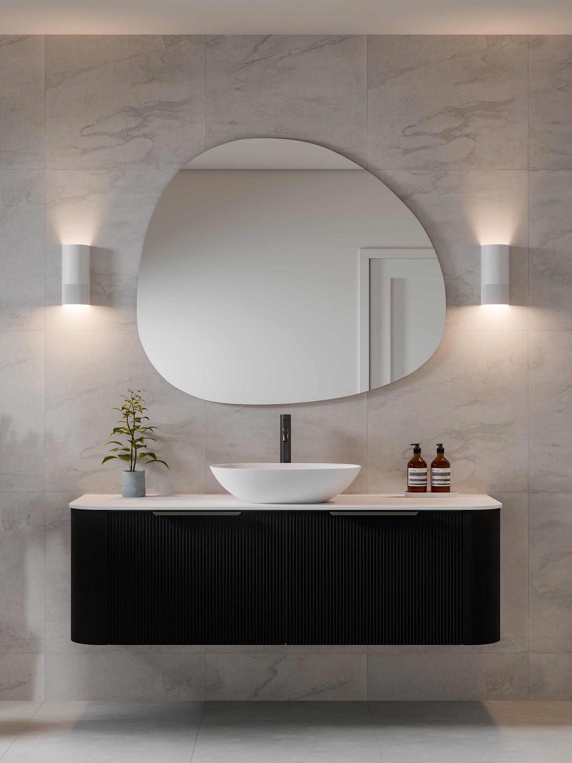 Code Nature 1500 Vanity | Flat Slab Top | Pillar Front