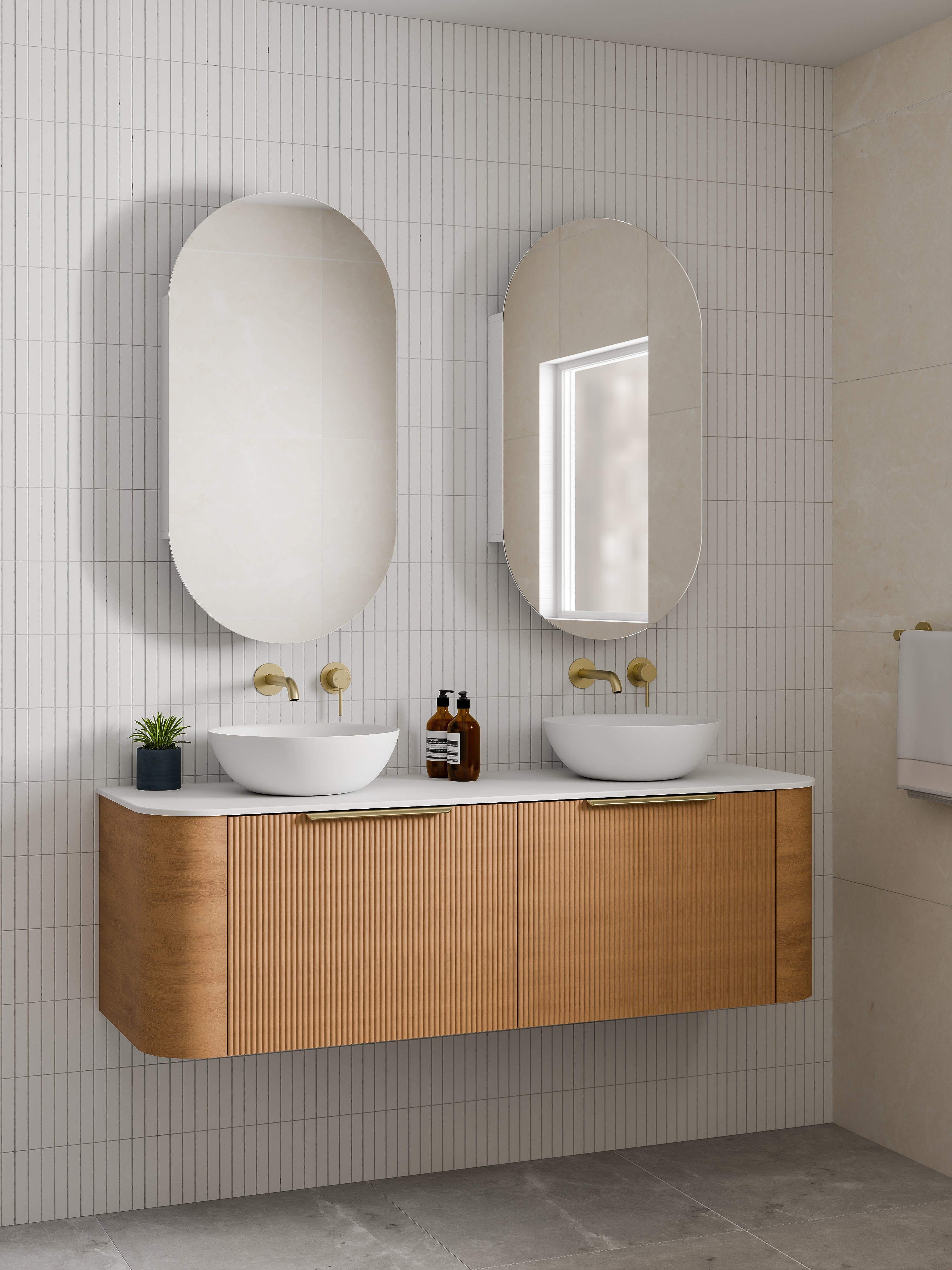 Code Nature 1500 Vanity | Flat Slab Top | Pillar Front
