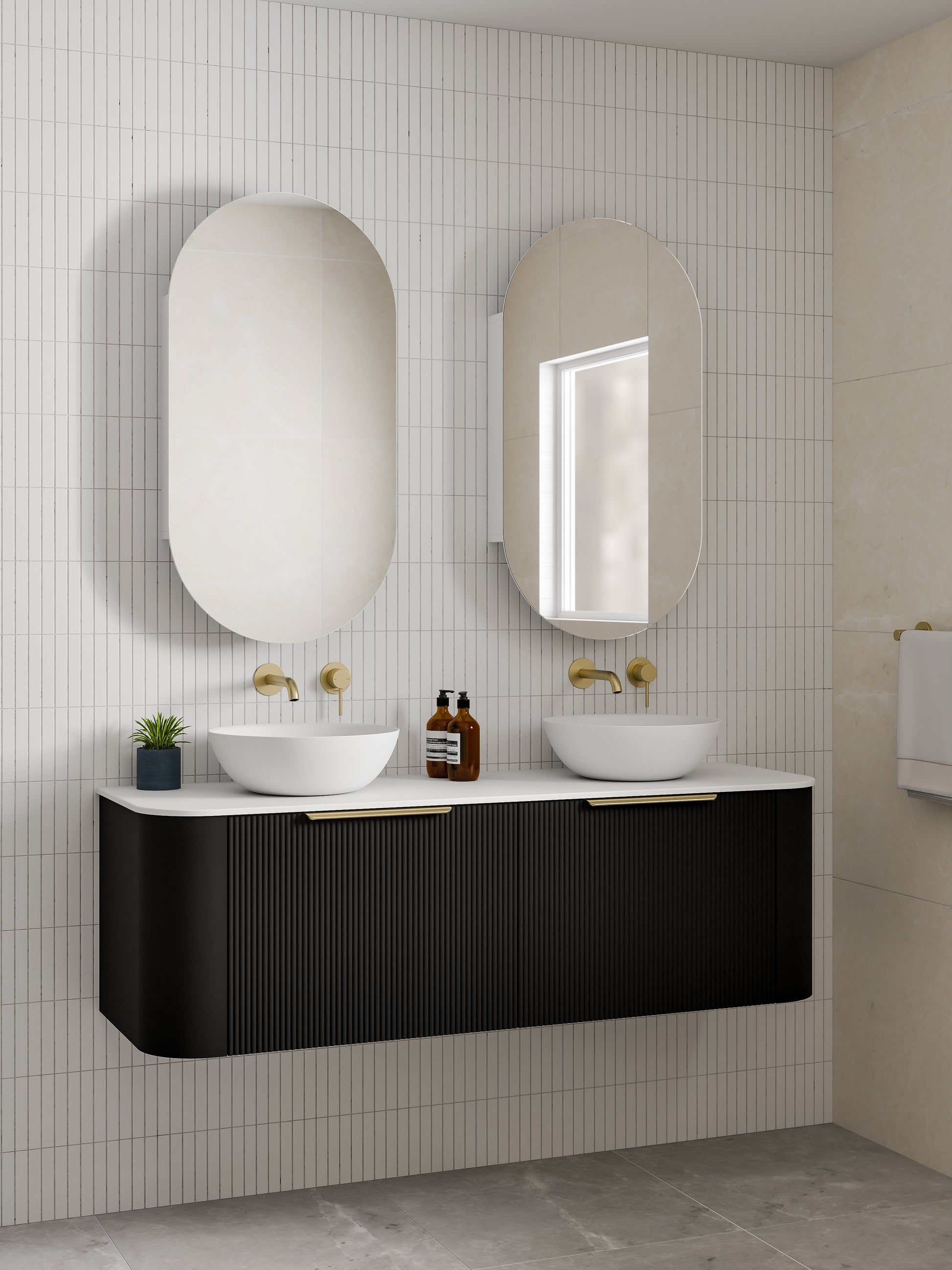 Code Nature 1500 Vanity | Flat Slab Top | Pillar Front