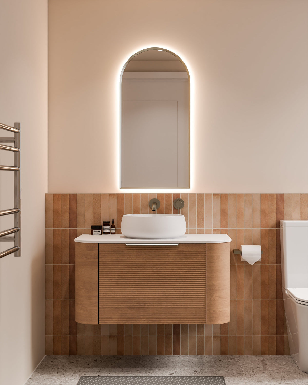 Nature 900 Vanity | Flat Slab Top & Orchard Front