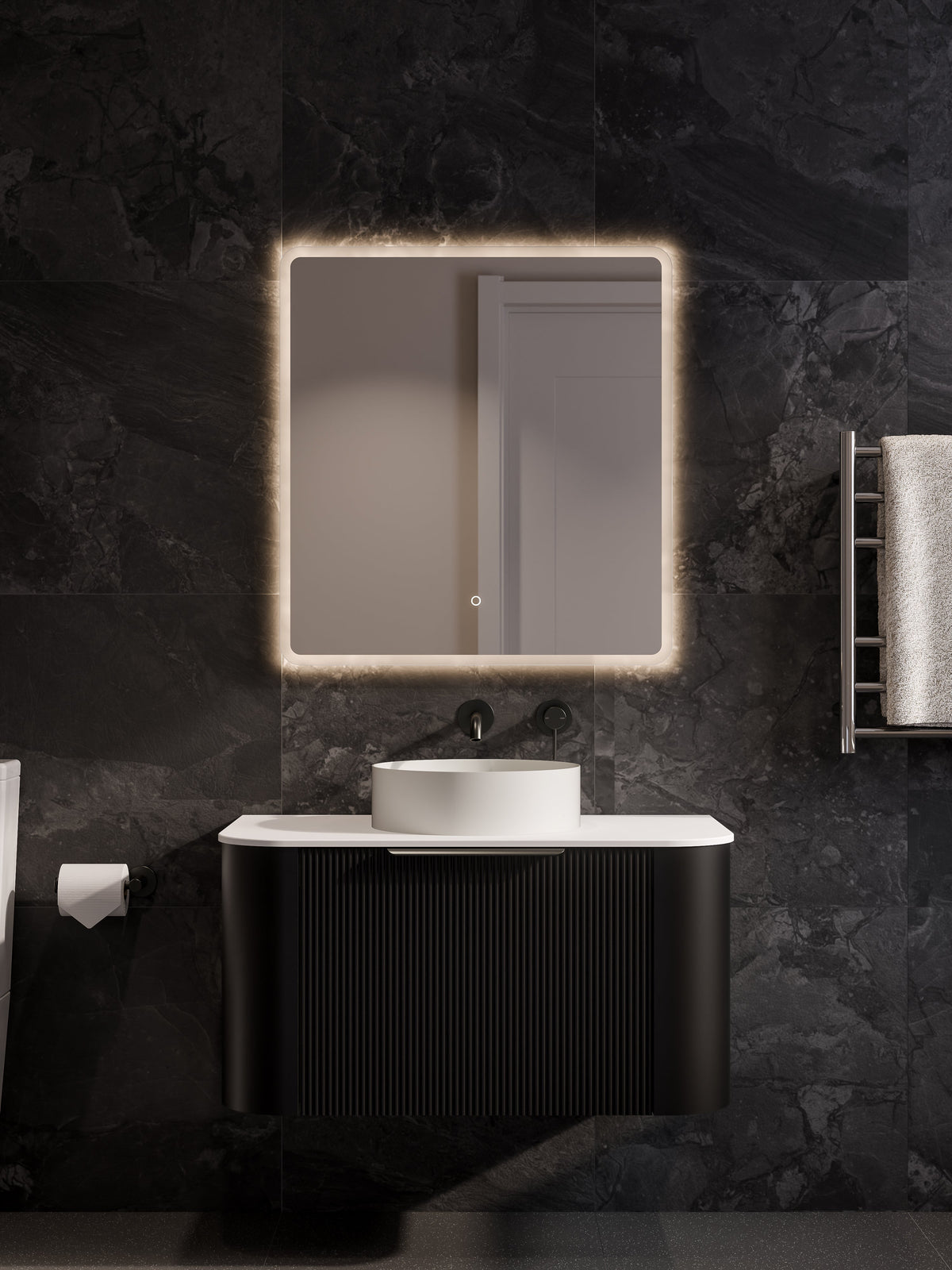 Nature 900 Vanity | Flat Slab Top & Pillar Drawer Front