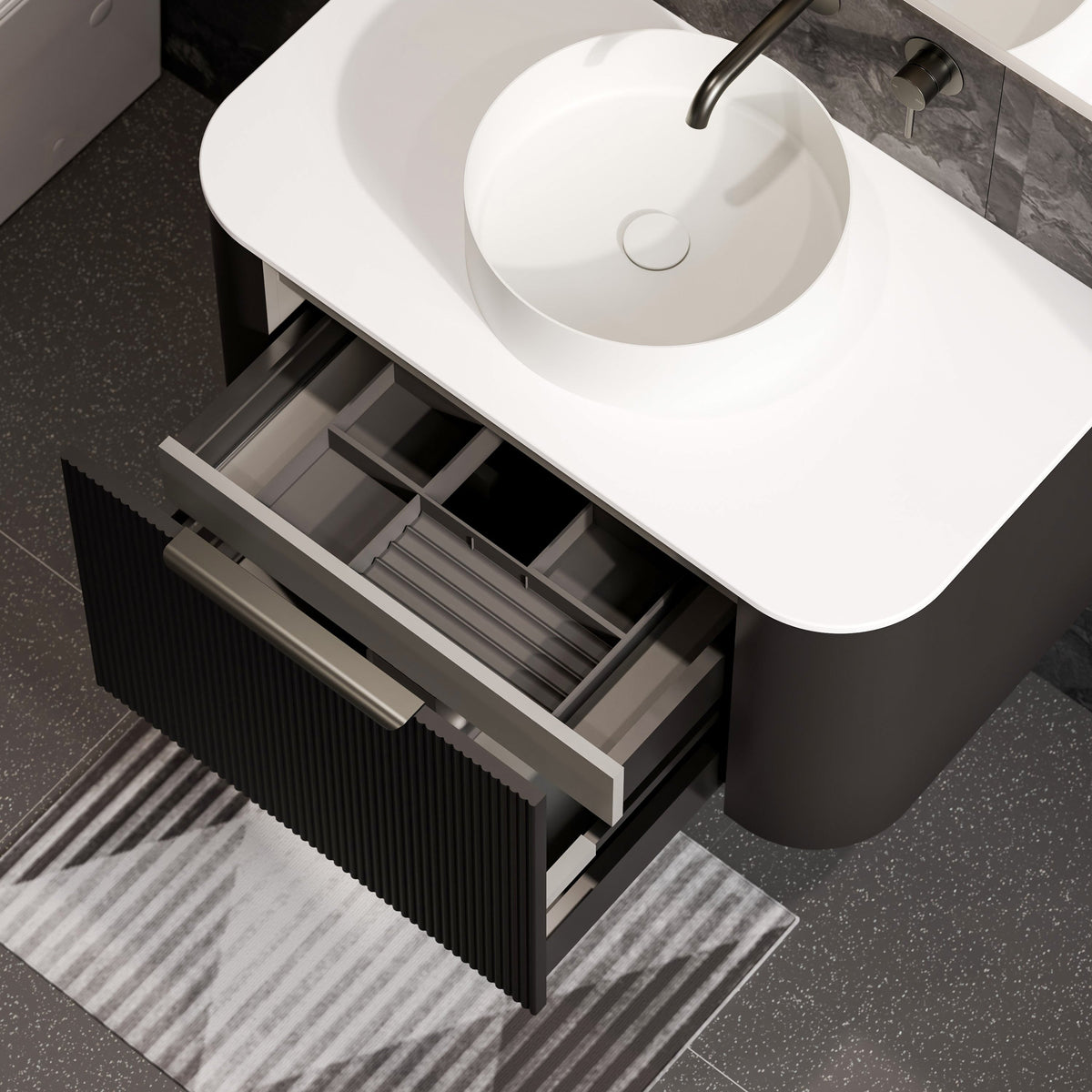 Nature 900 Vanity | Flat Slab Top & Pillar Drawer Front