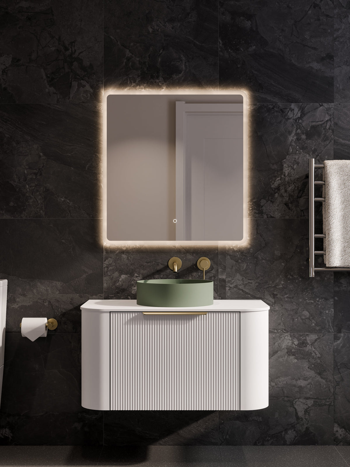 Nature 900 Vanity | Flat Slab Top & Pillar Drawer Front