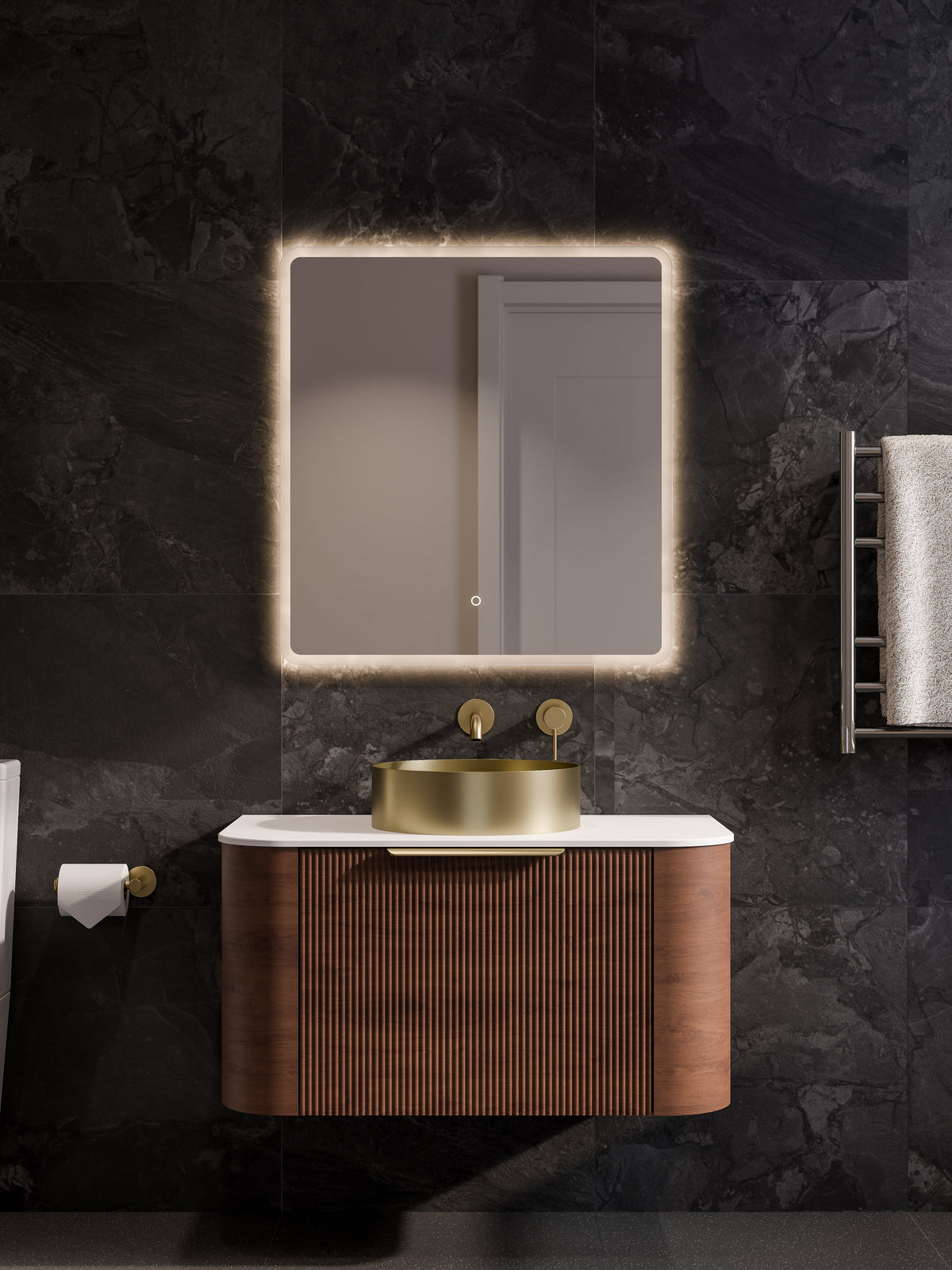 Nature 900 Vanity | Flat Slab Top & Pillar Drawer Front