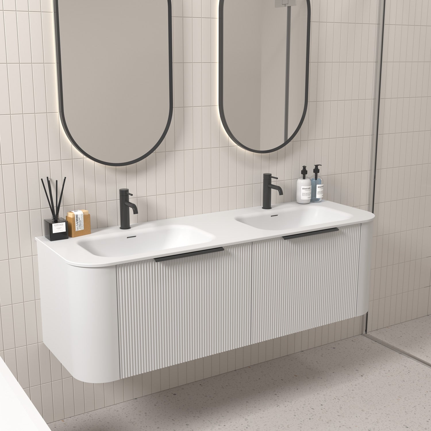Code Nature 1500 Vanity | Flat Slab Top | Pillar Front