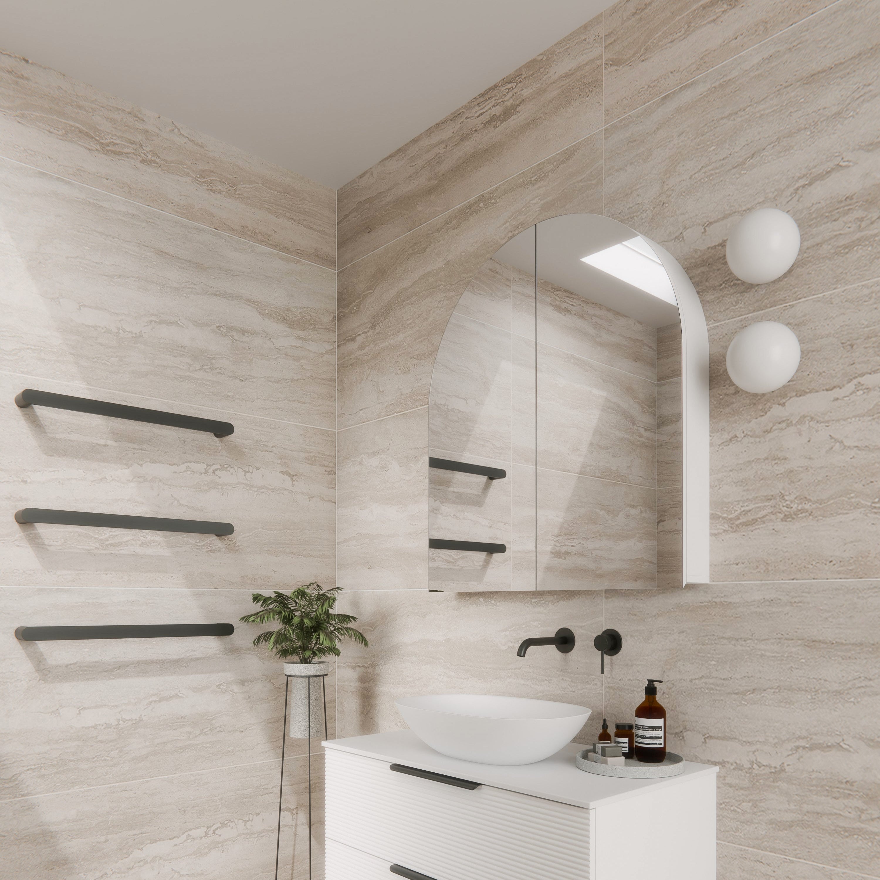 Code Neo Arch 850 Mirror Cabinet | Matte White