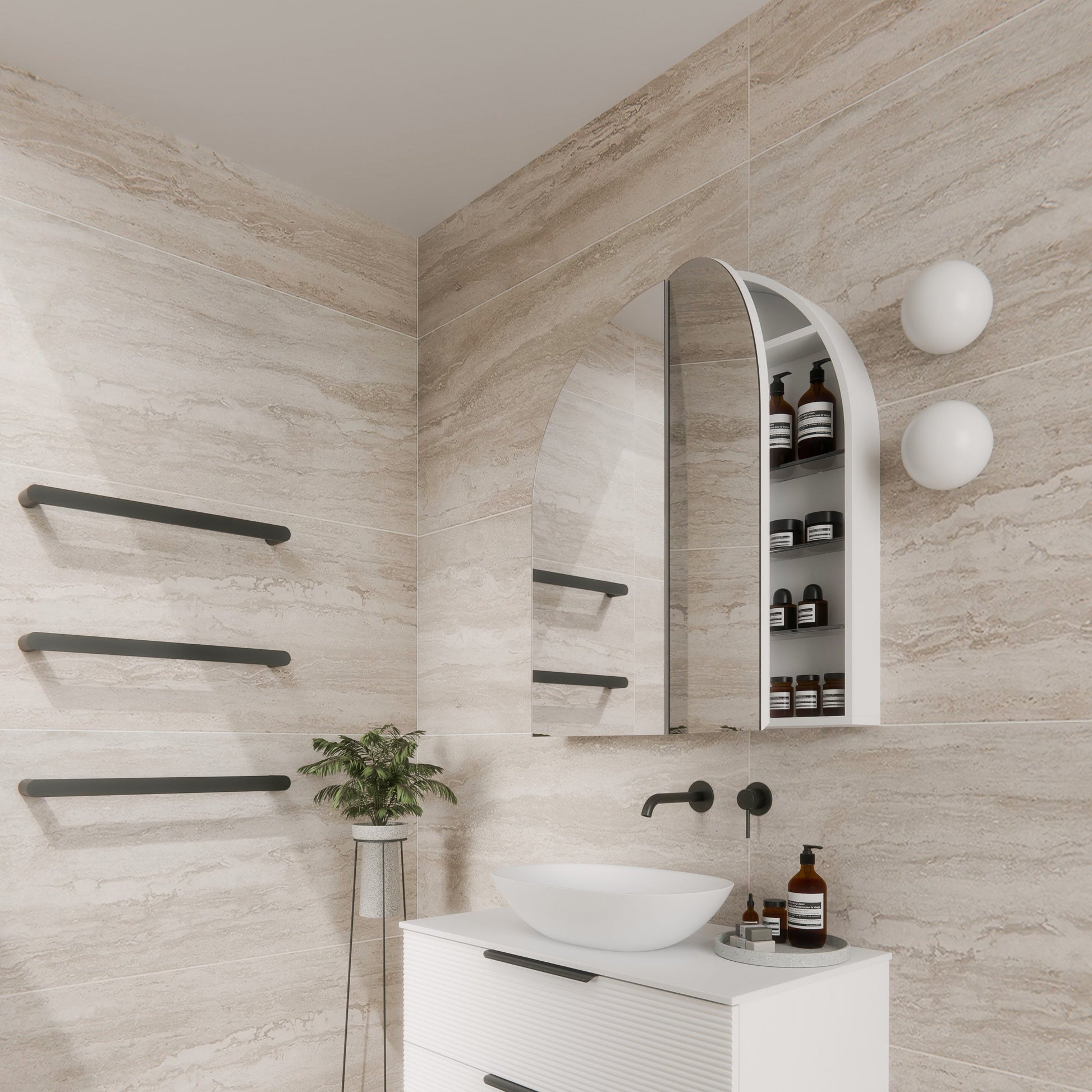 Code Neo Arch 850 Mirror Cabinet | Matte White
