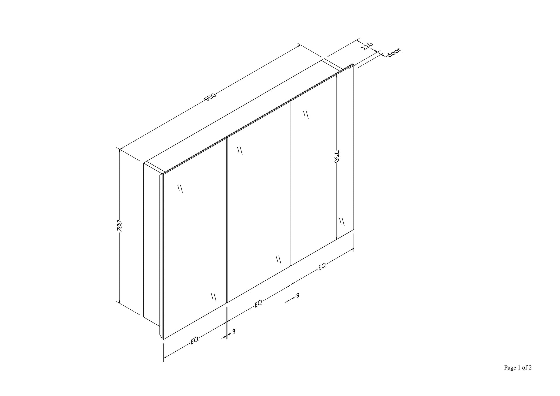 CODE PAVIA 1000 MIRROR CABINET